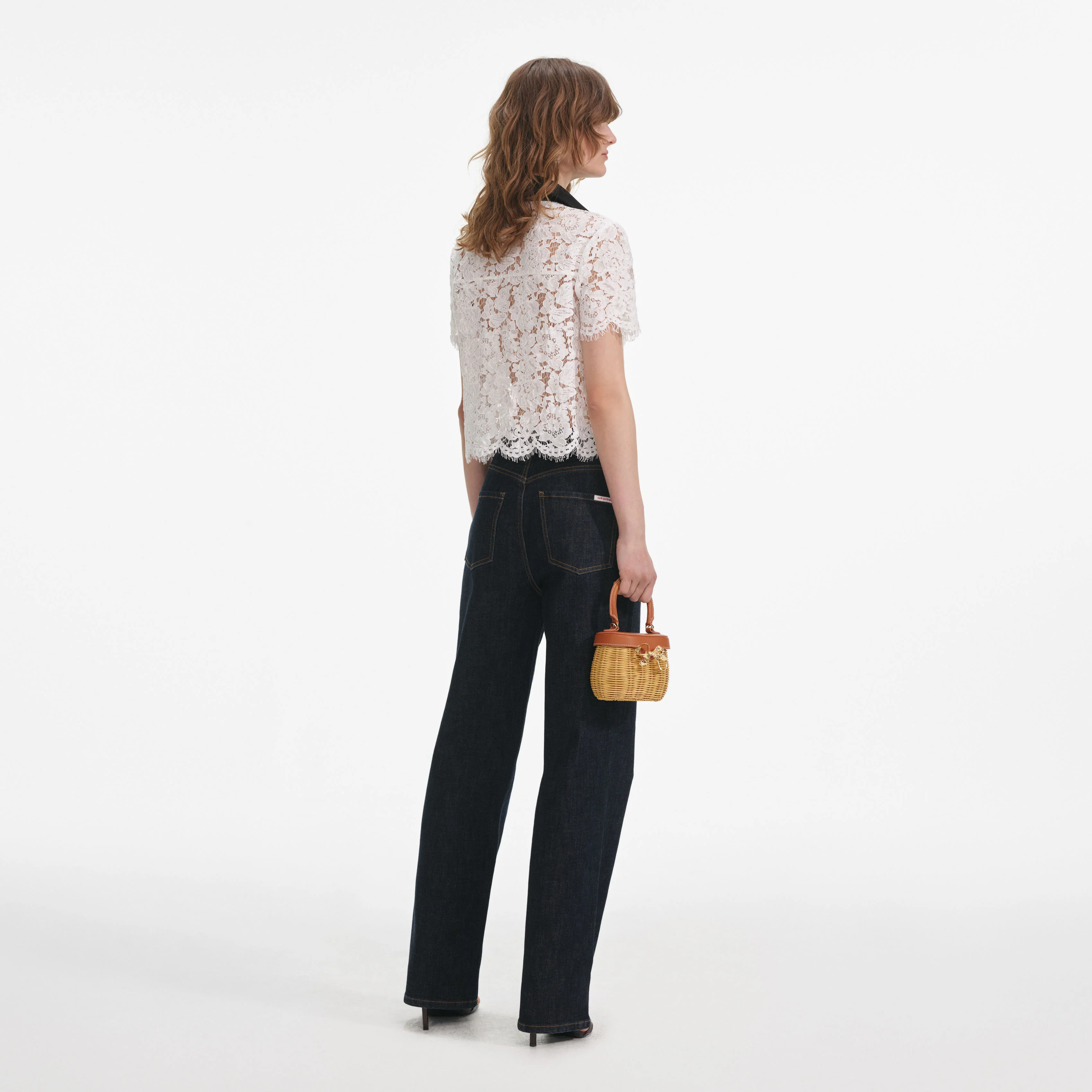 White Lace Contrast Collar Top - Image 3