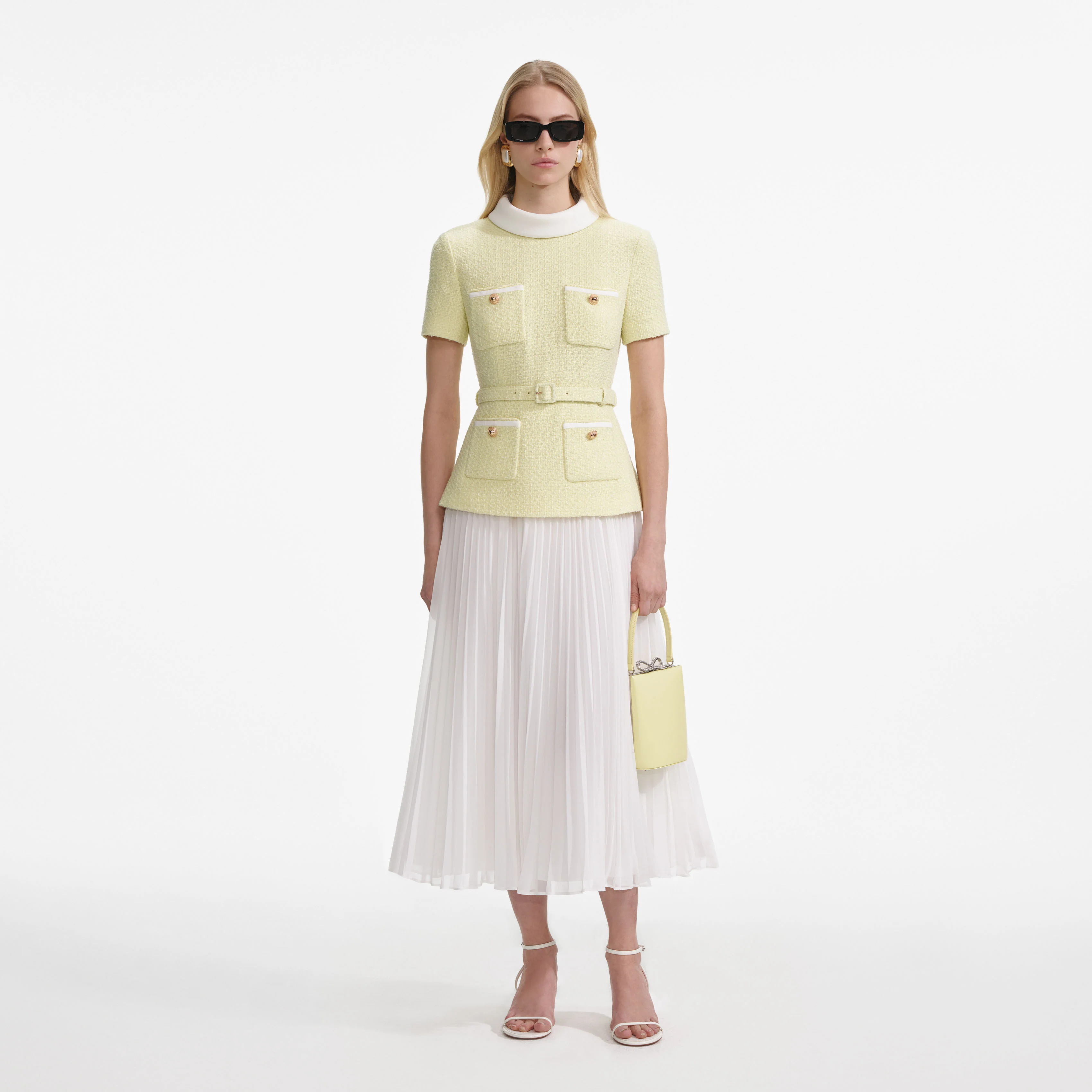 Yellow Boucle Midi Dress