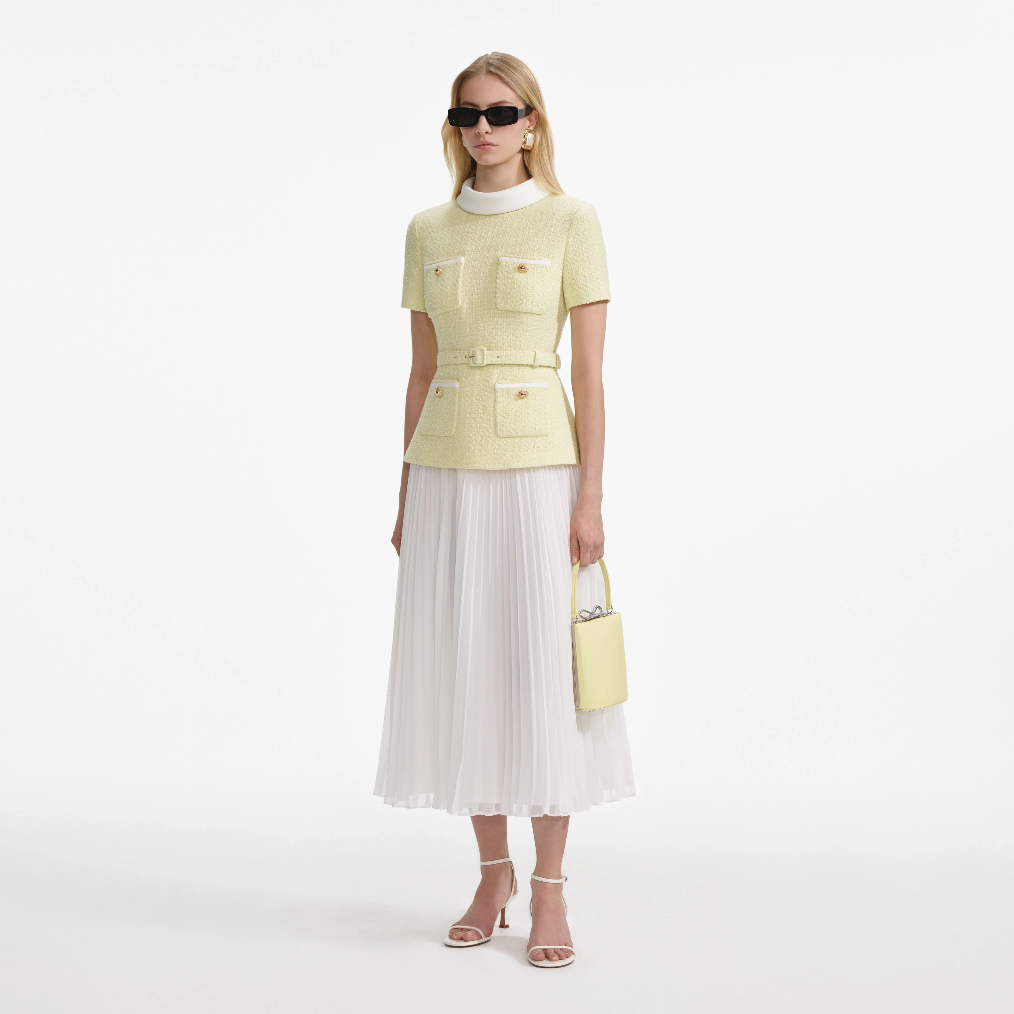 Yellow Boucle Midi Dress - Image 2