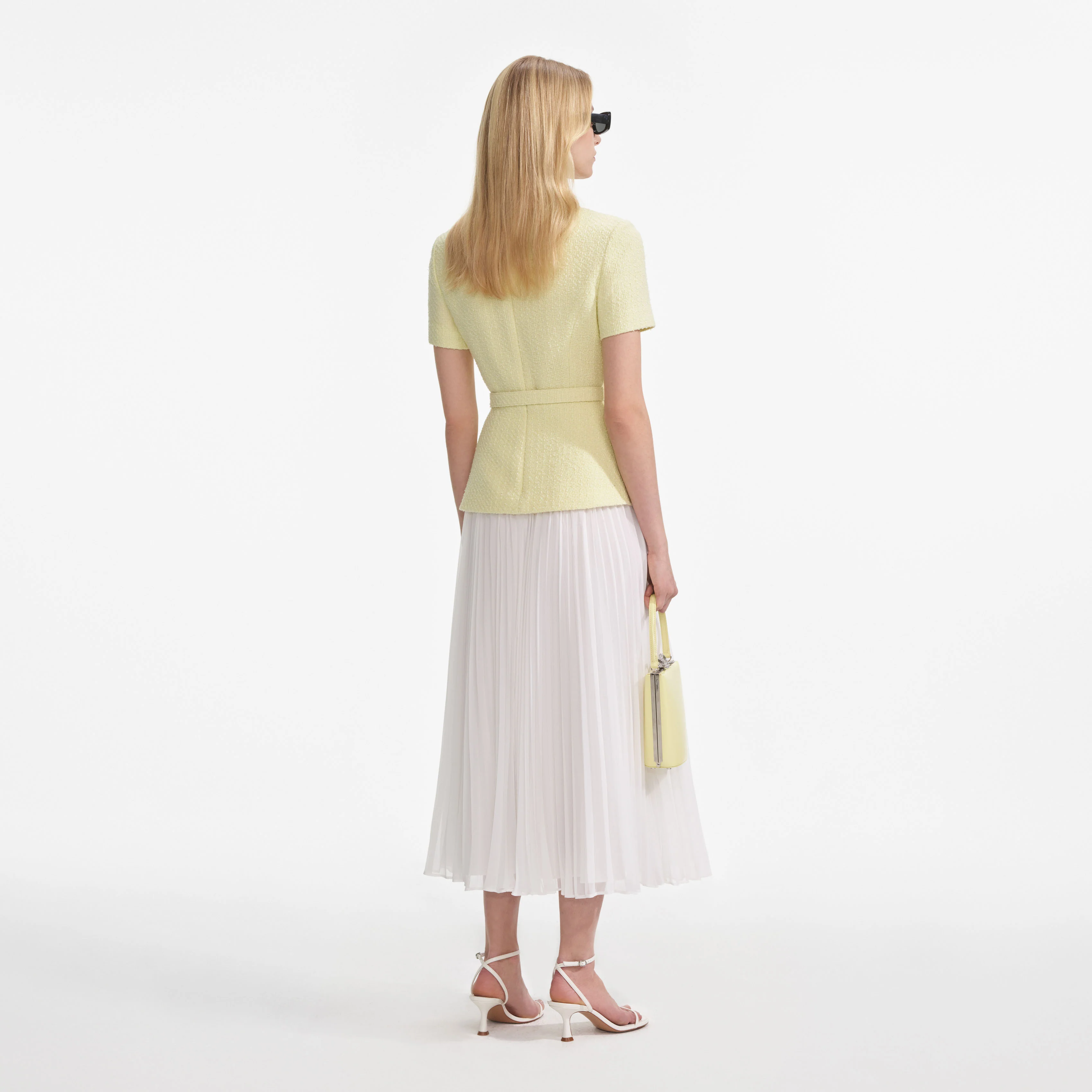 Yellow Boucle Midi Dress - Image 3