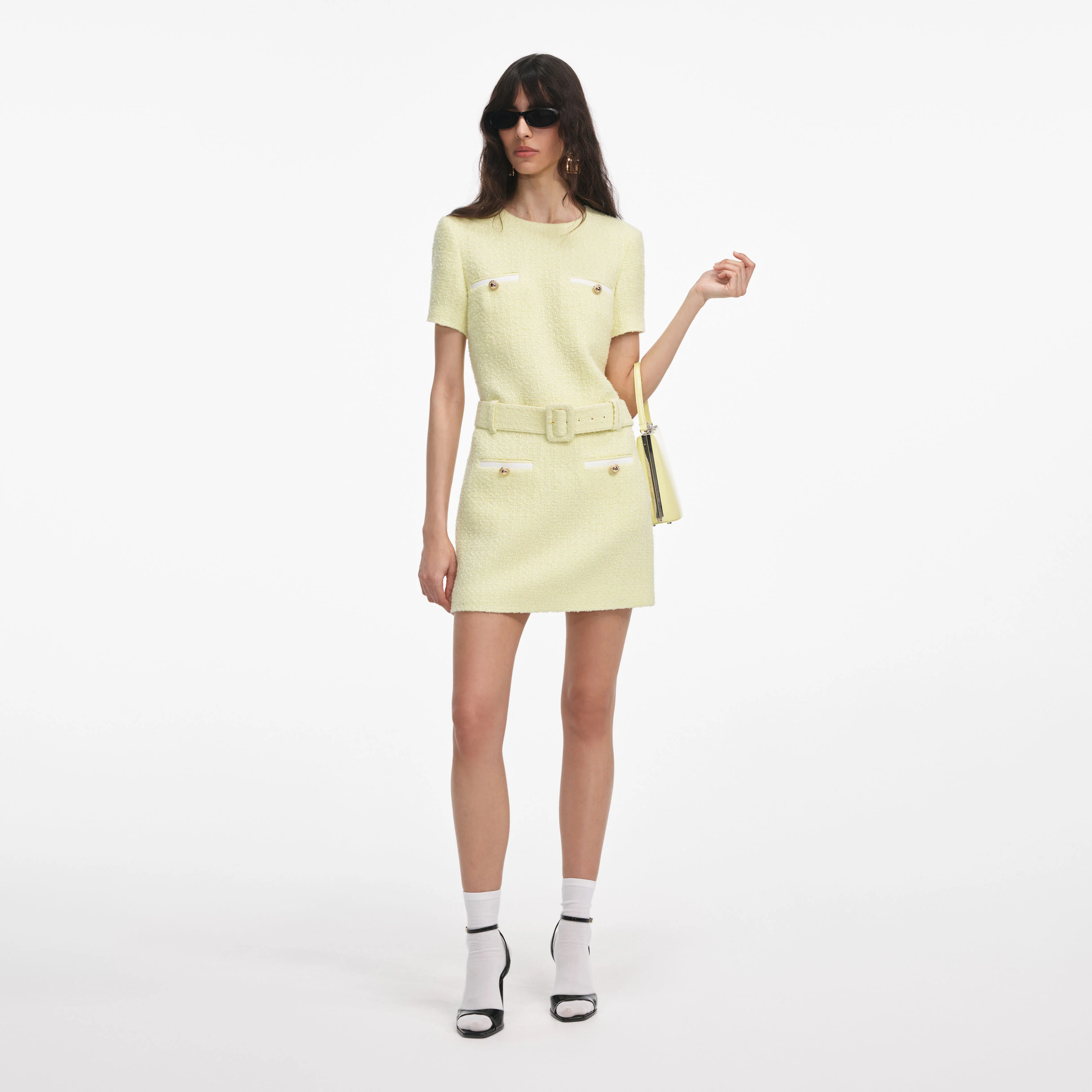 Yellow Boucle Mini Dress
