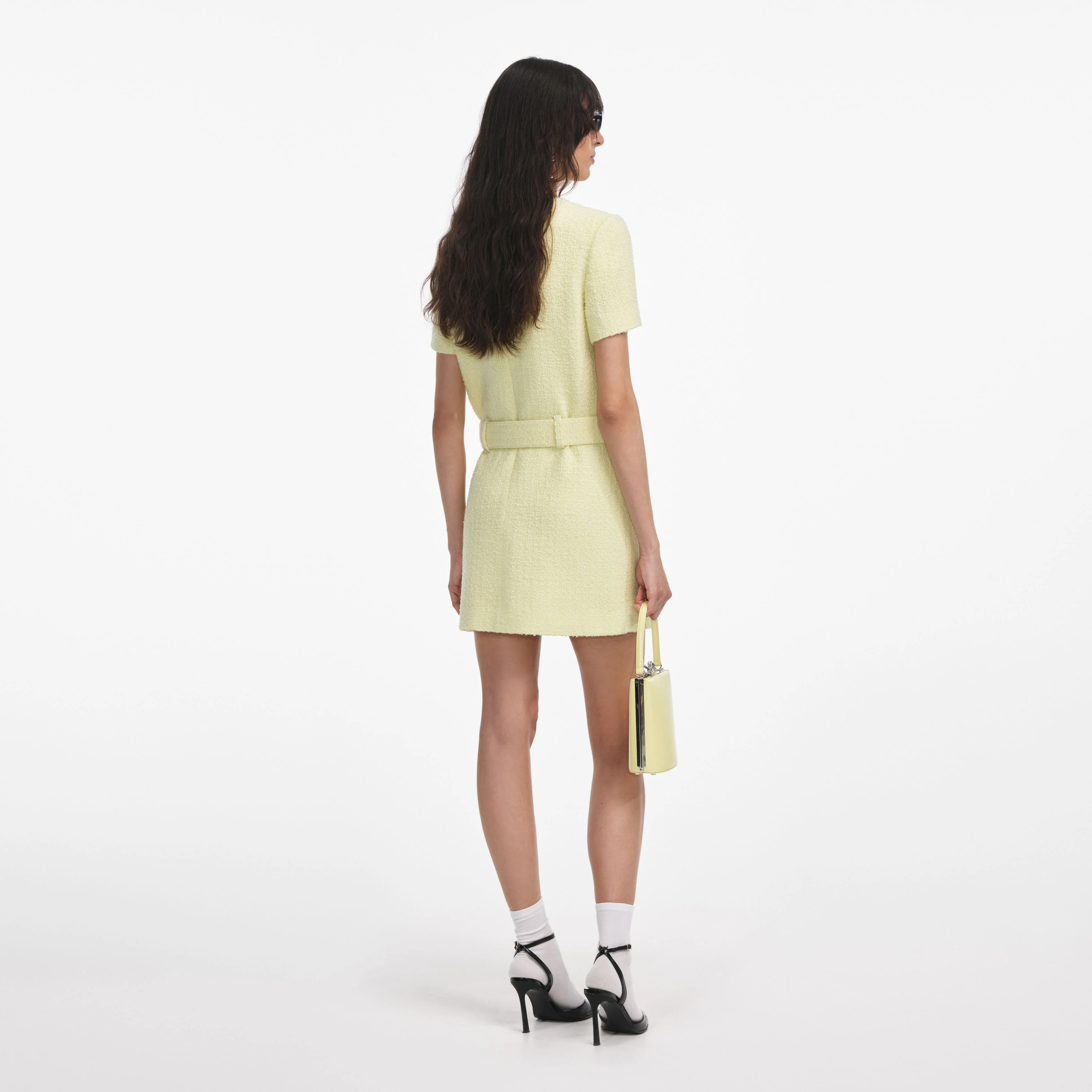 Yellow Boucle Mini Dress - Image 3