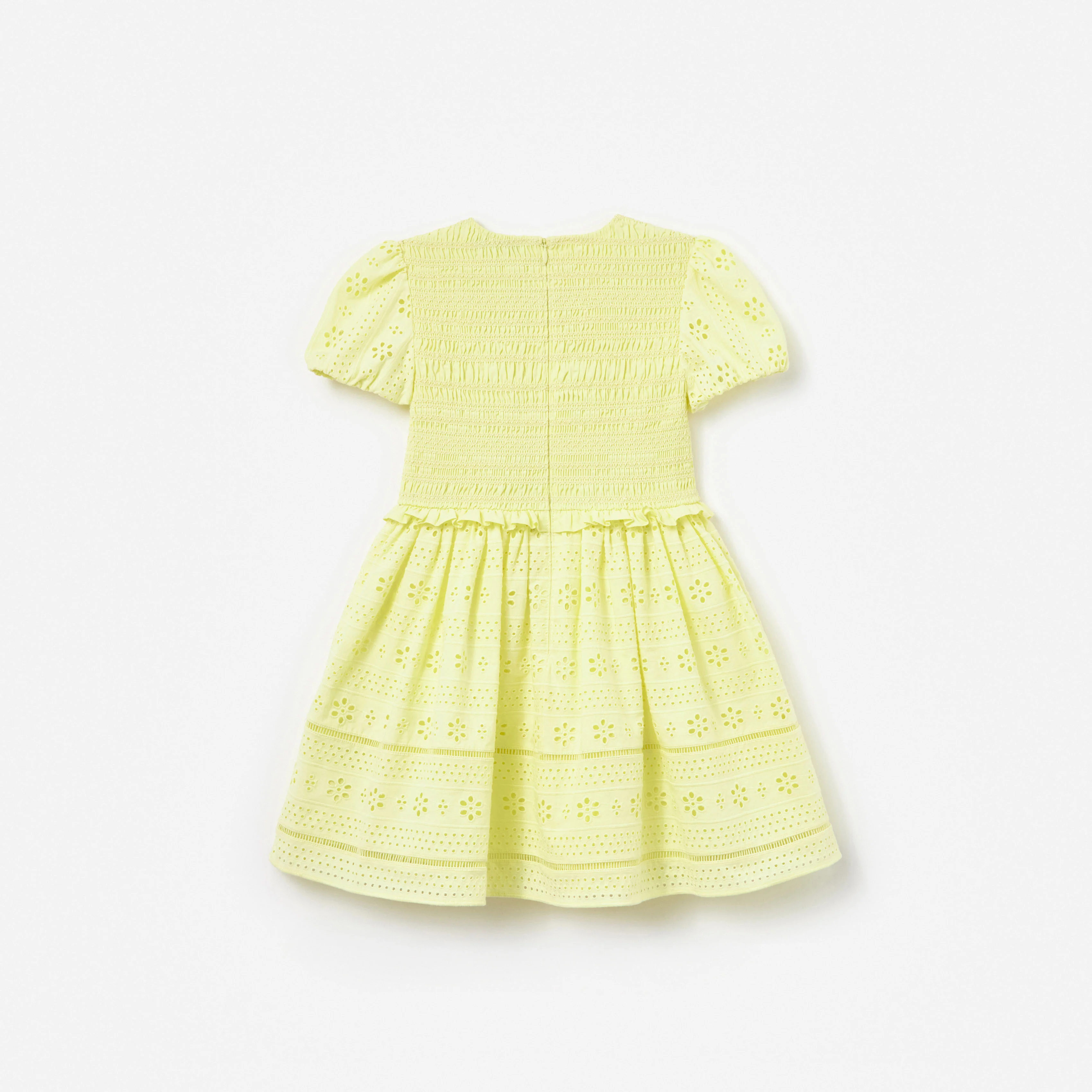 Yellow Cotton Broderie Dress - Image 2