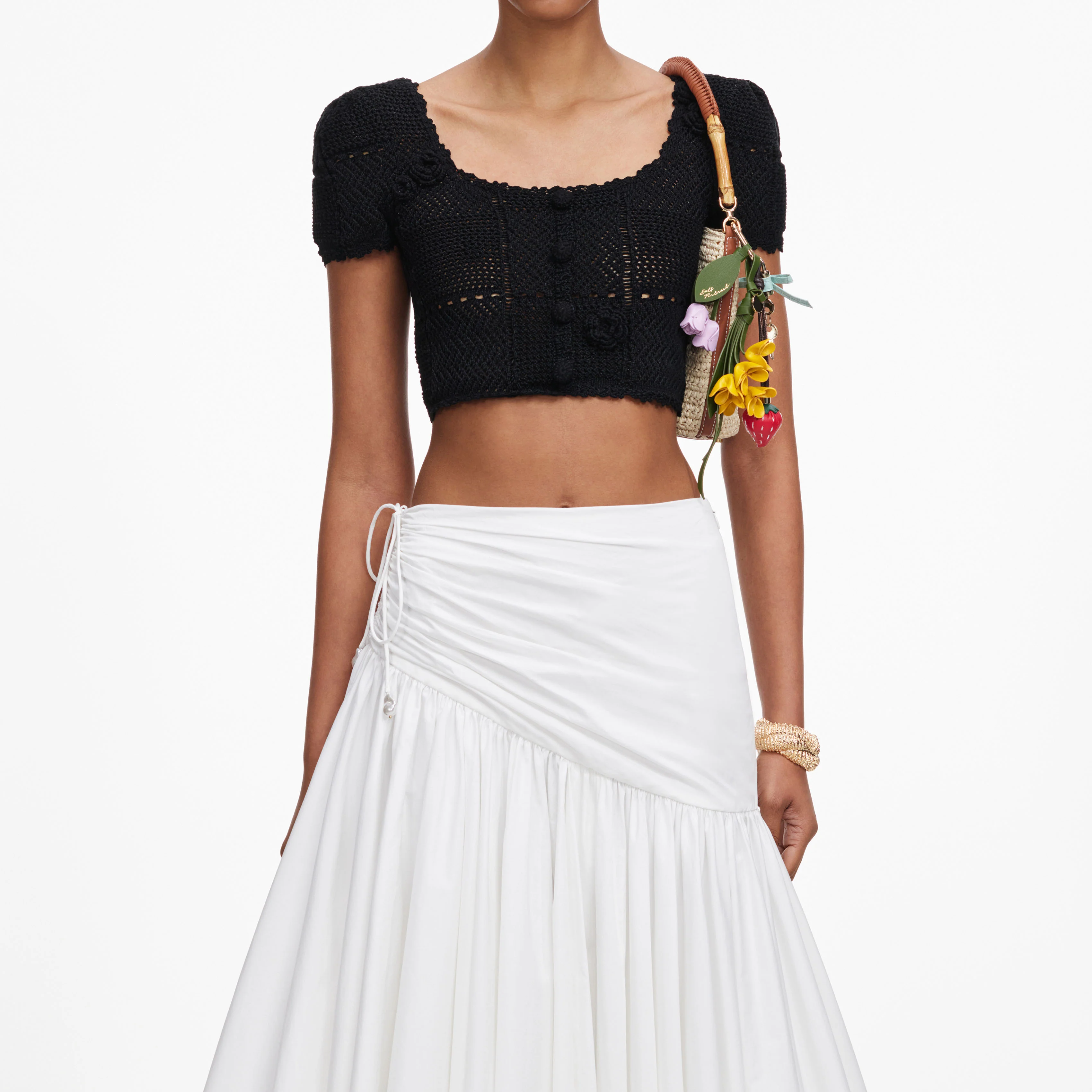 Black Crochet Knit Crop Top - Image 4