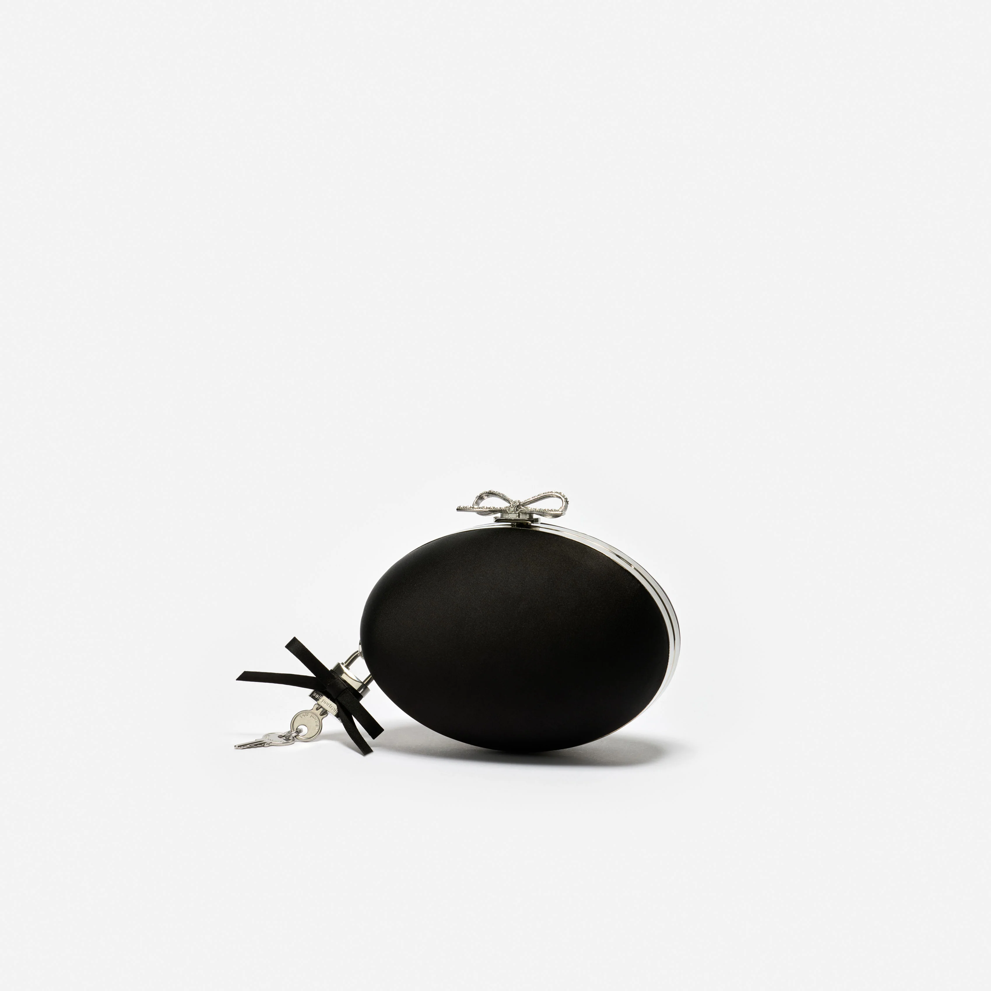 Black Satin Oval Clutch - Image 2