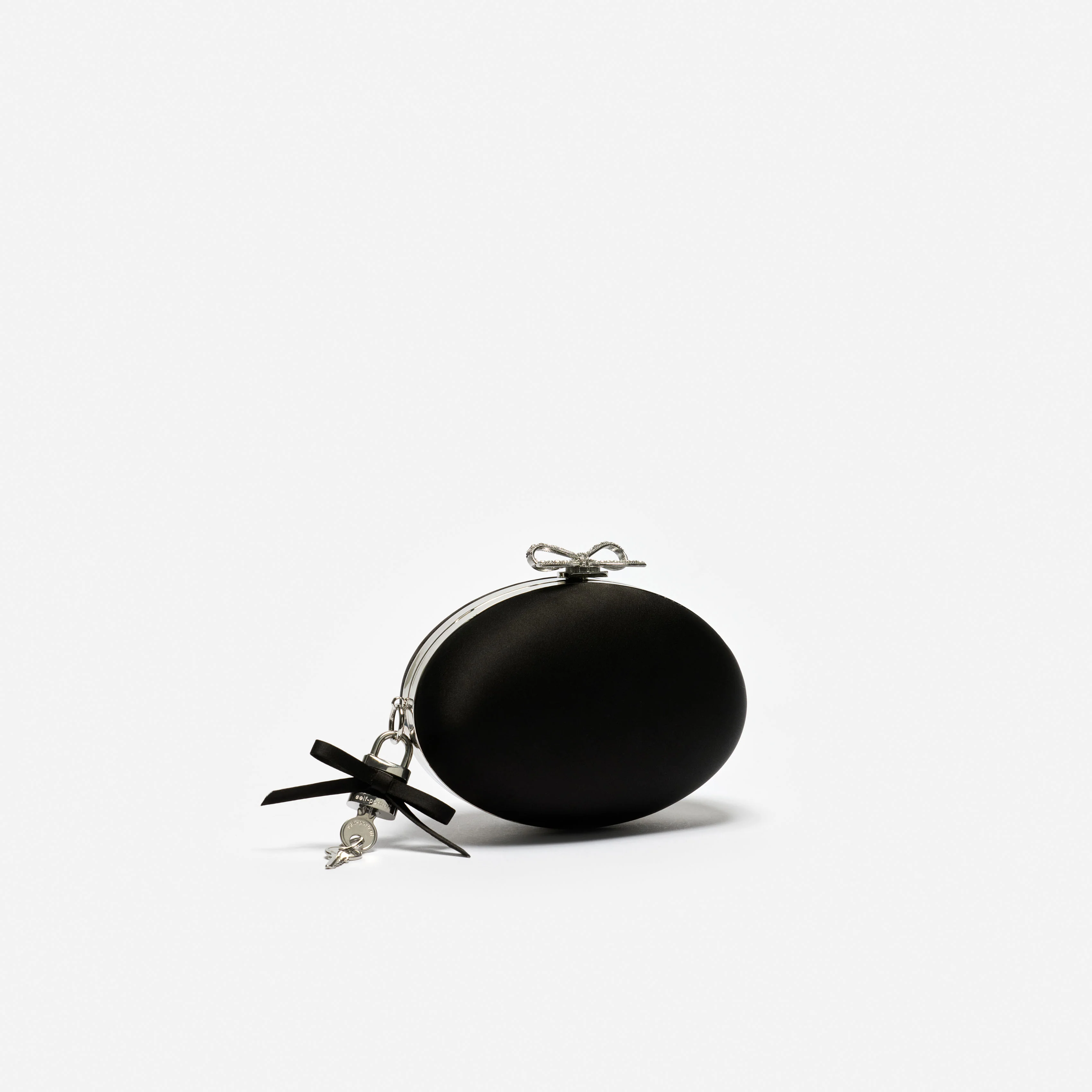 Black Satin Oval Clutch - Image 4