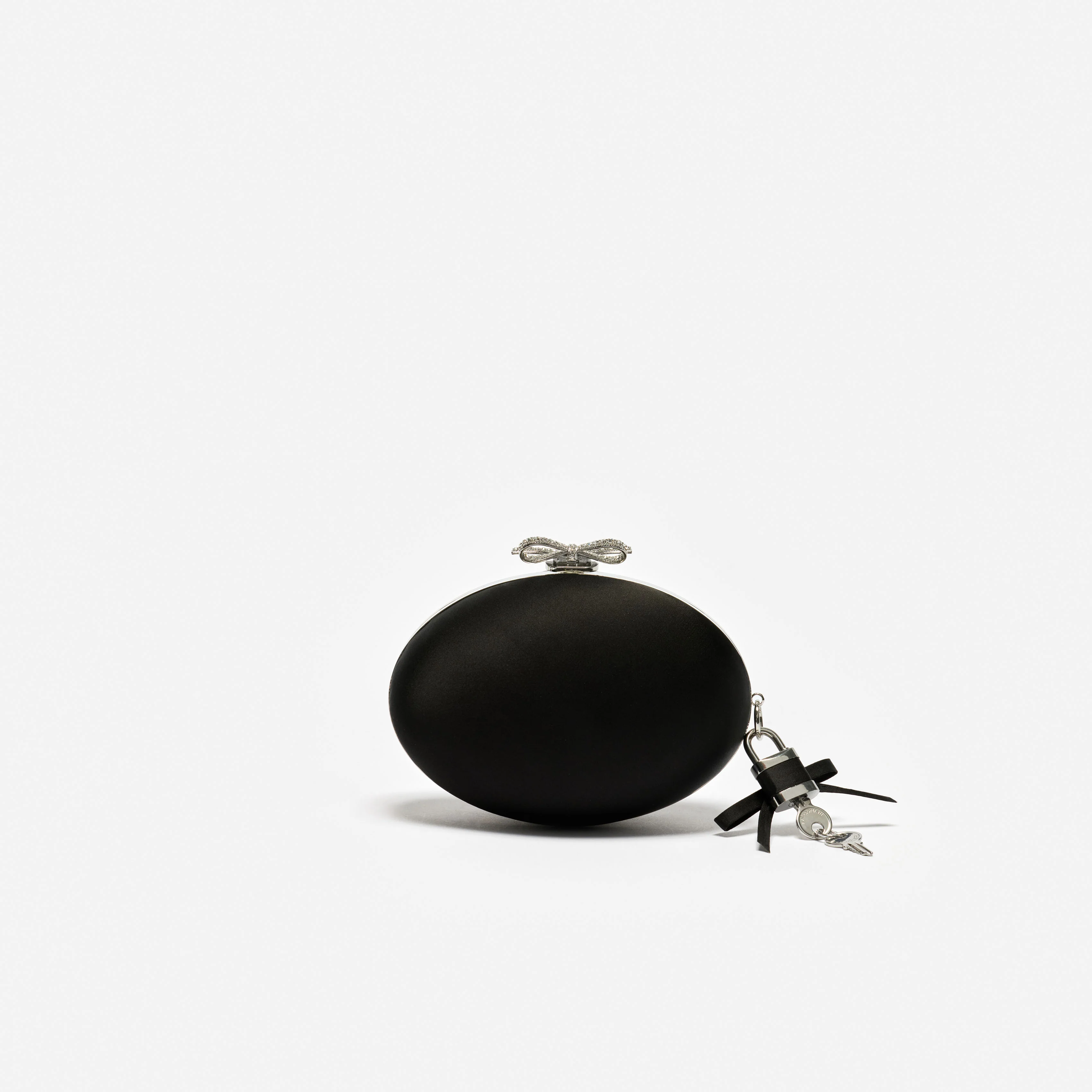 Black Satin Oval Clutch - Image 5
