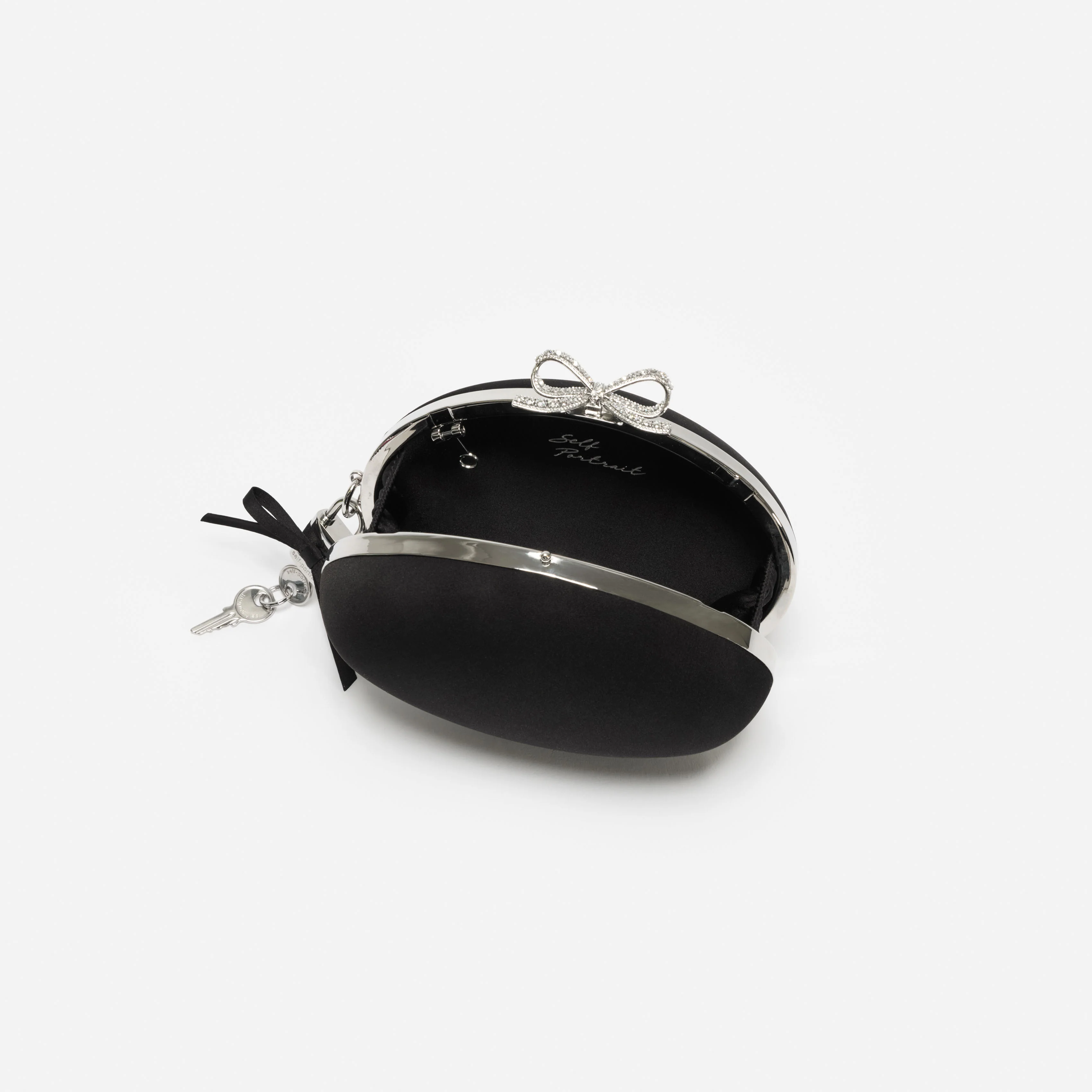 Black Satin Oval Clutch - Image 6