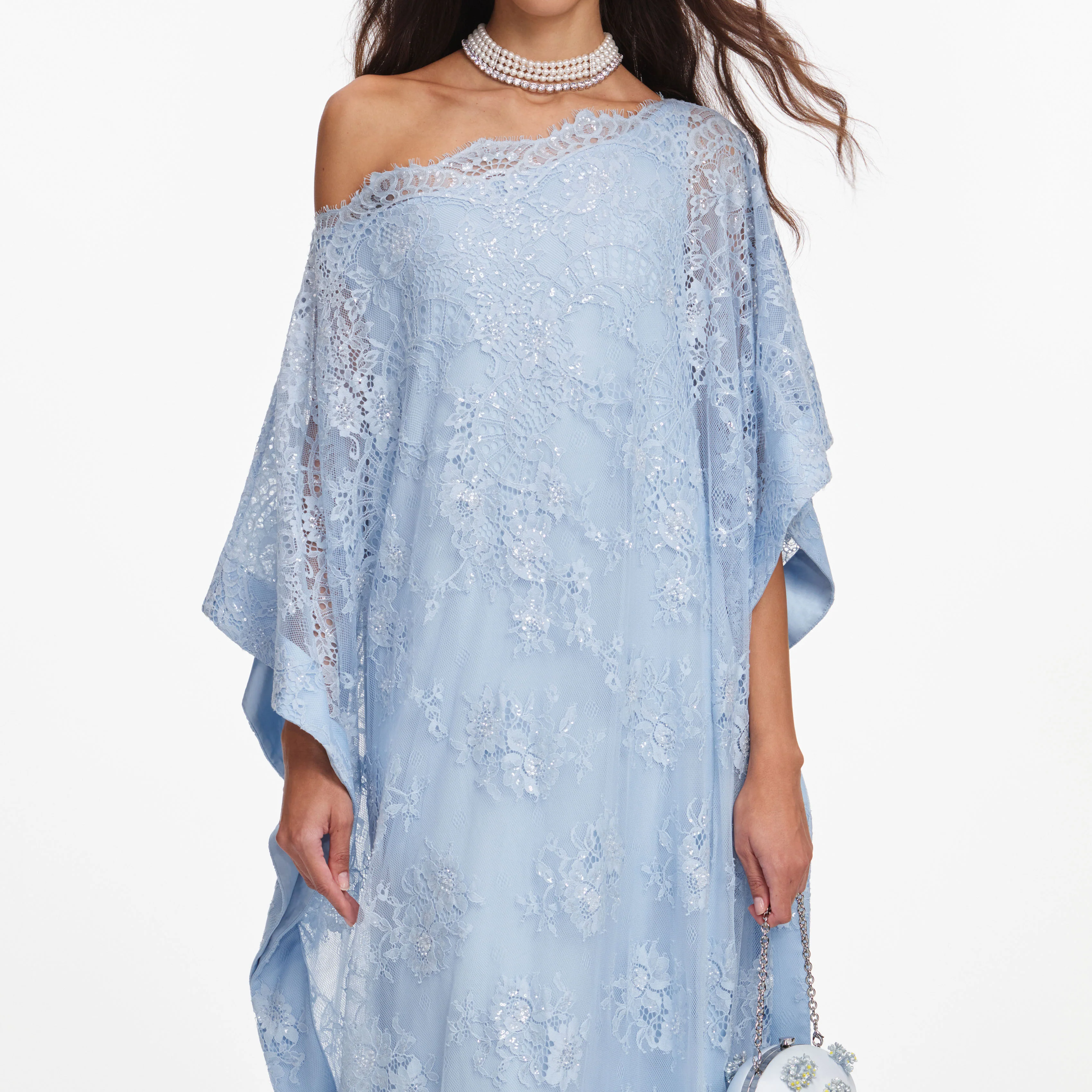 Blue Embellished Lace Kaftan - Image 4