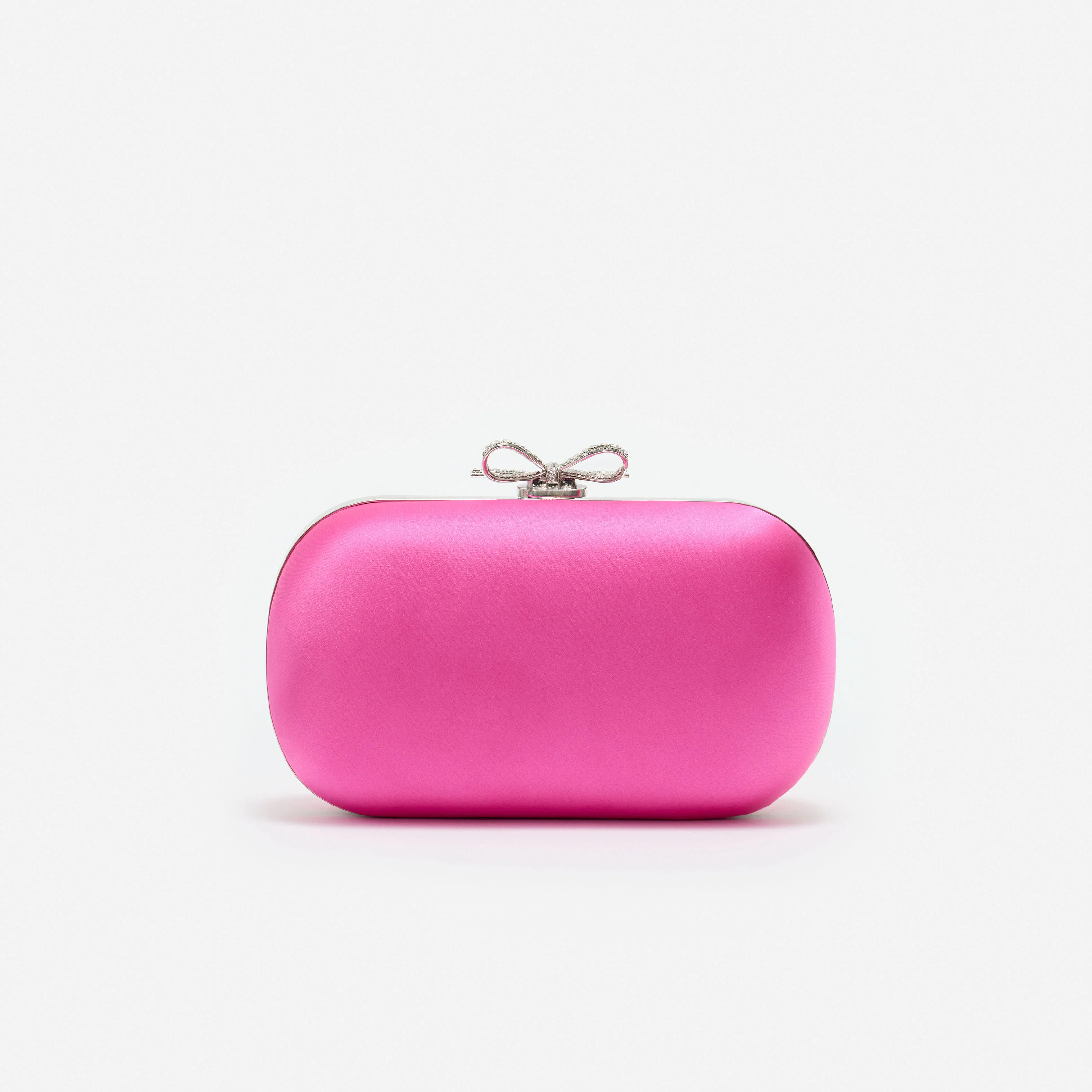 Bright Pink Satin Clutch Bag - Image 3