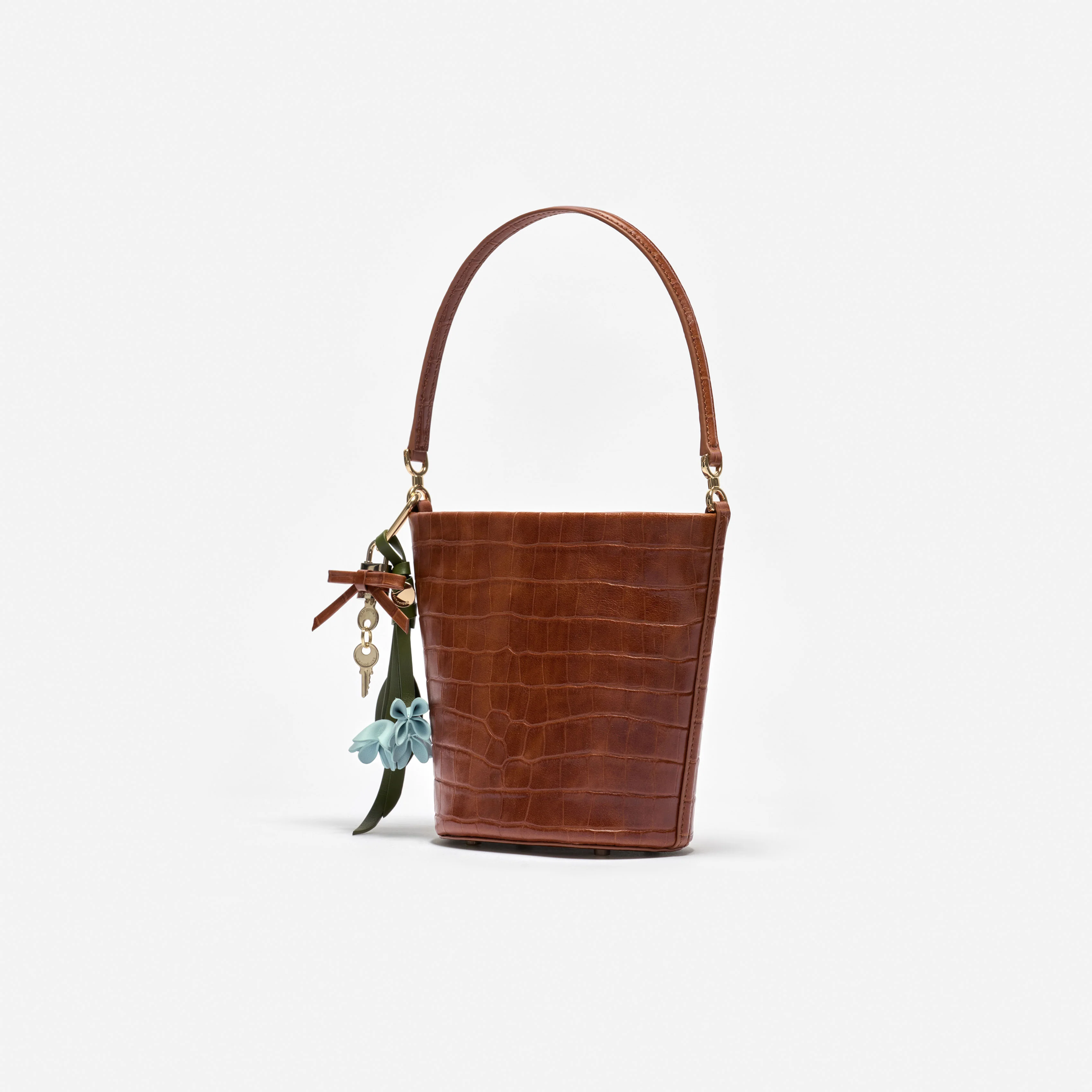 Brown Leather Bucket Bag - Image 2