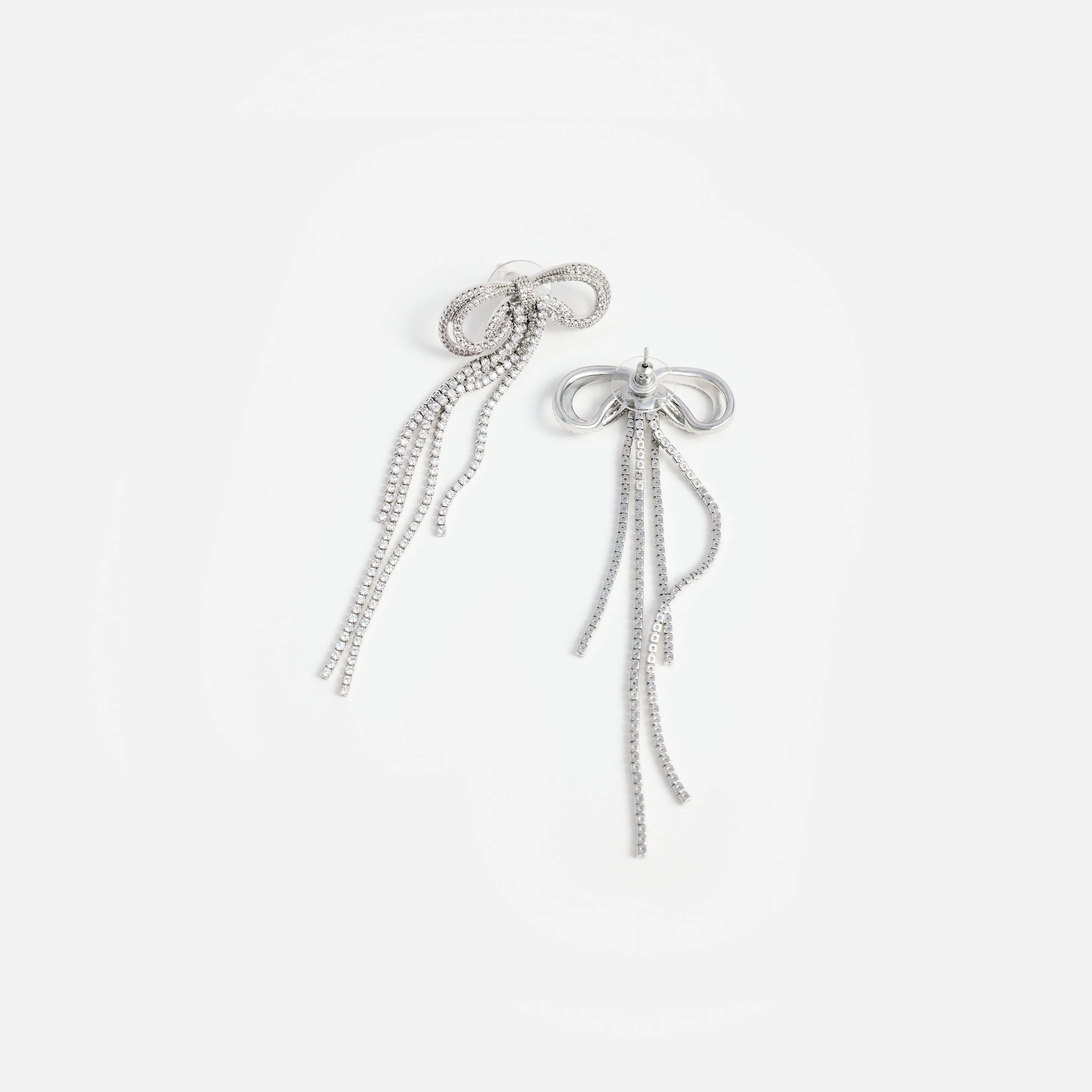 Double Crystal Bow Earrings - Image 3