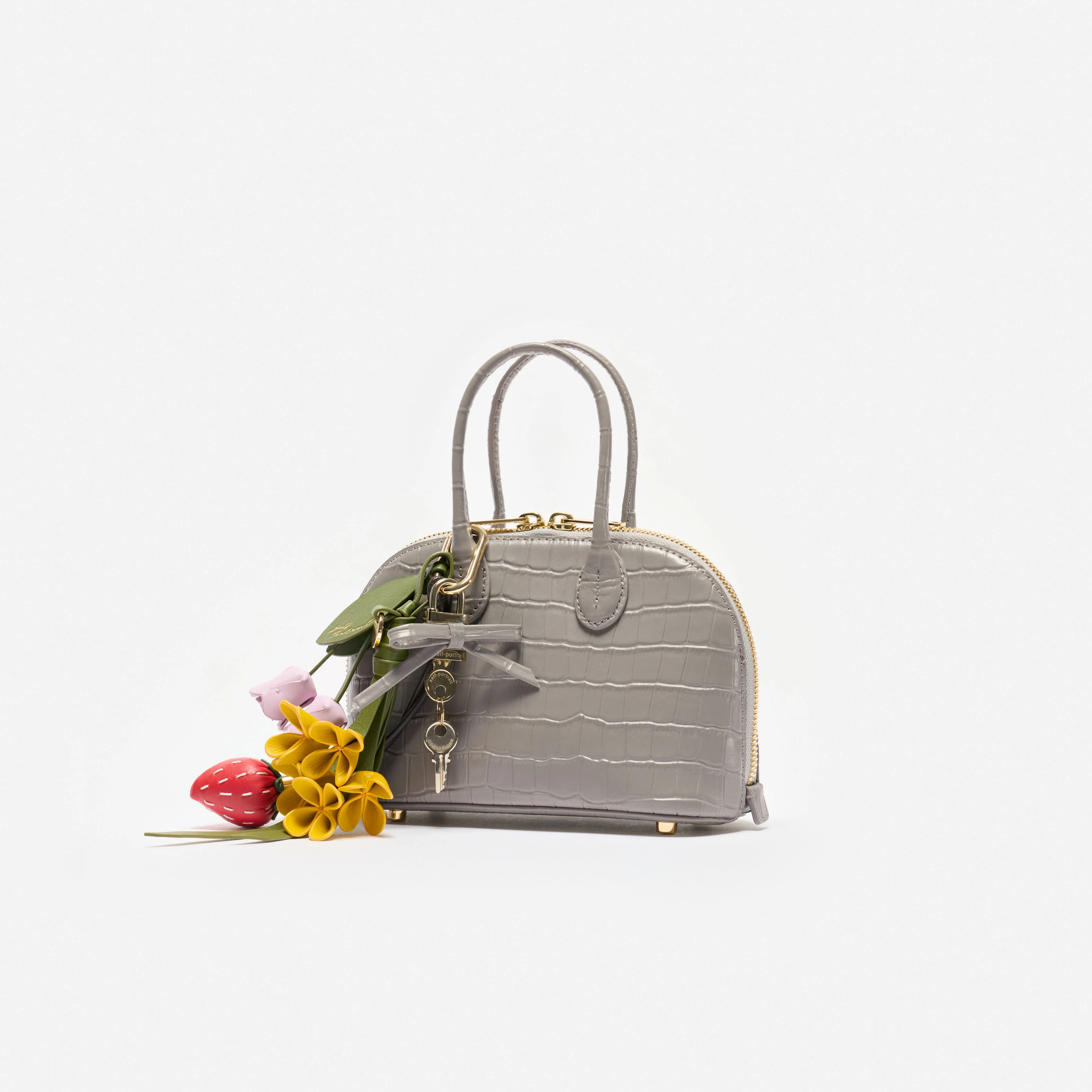Embossed Leather Grey Mini Bag - Image 2