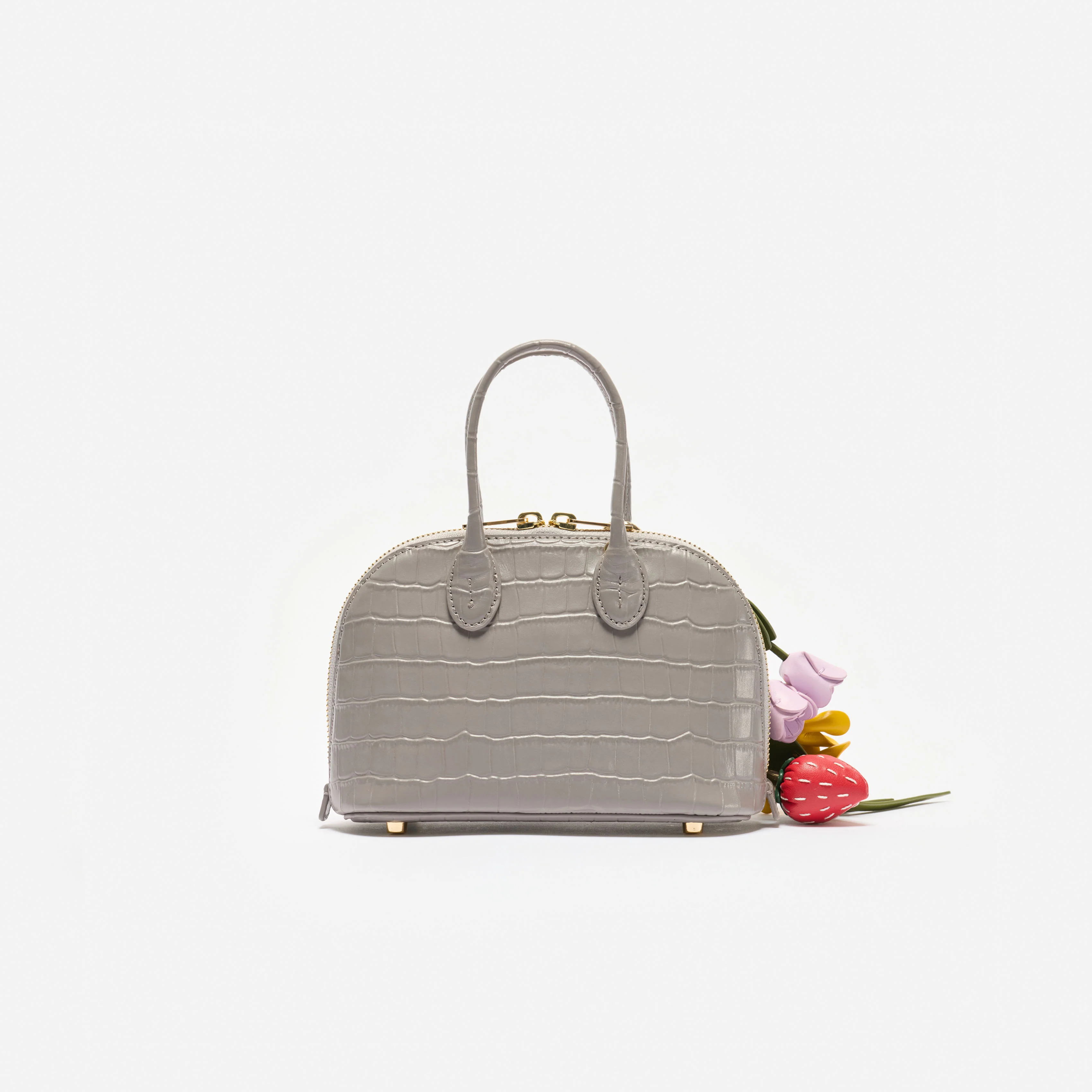 Embossed Leather Grey Mini Bag - Image 3