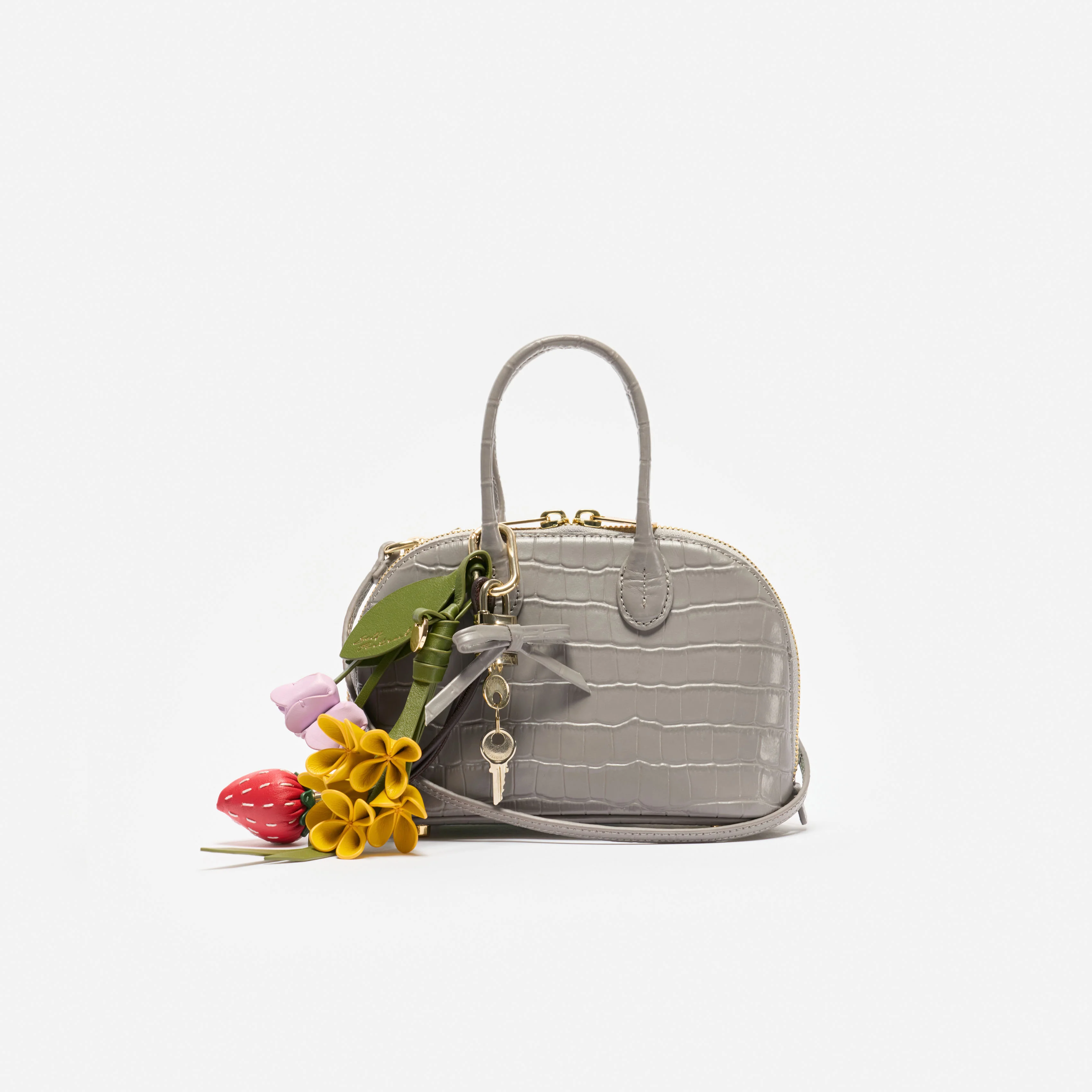 Embossed Leather Grey Mini Bag - Image 4
