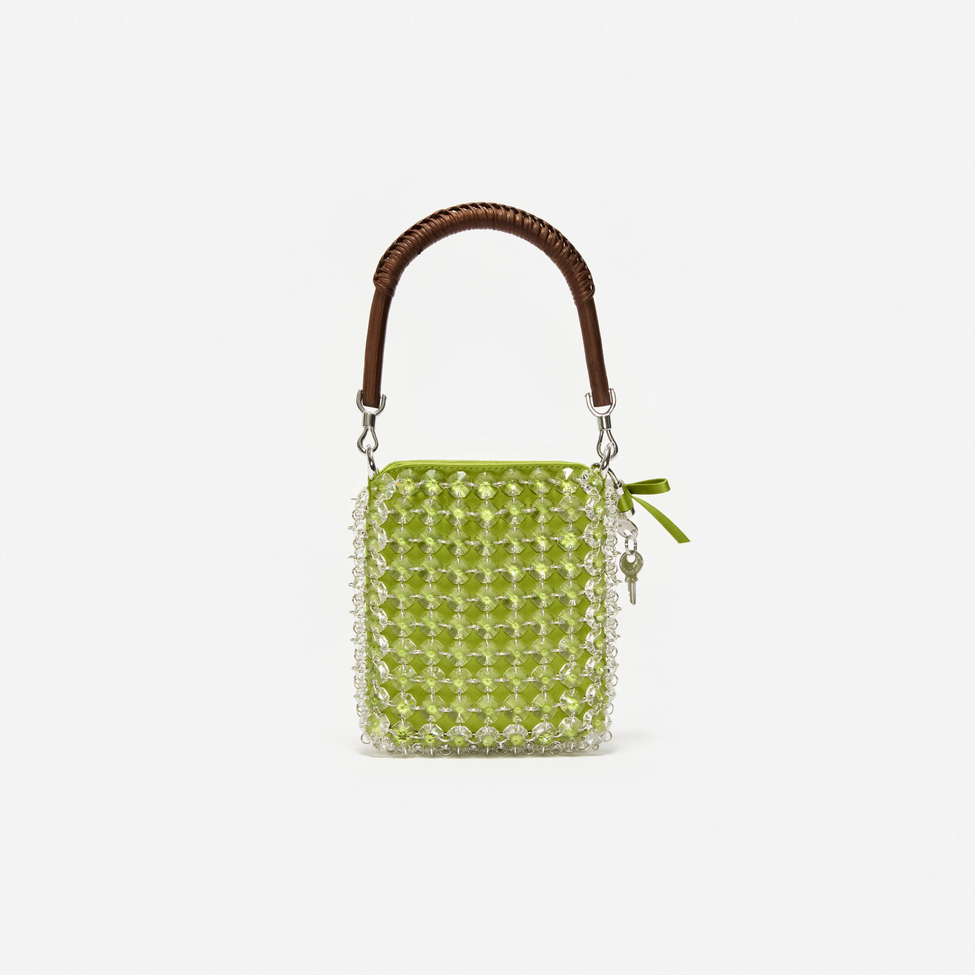 Green Crystal Chain Mini Tote Bag - Image 3