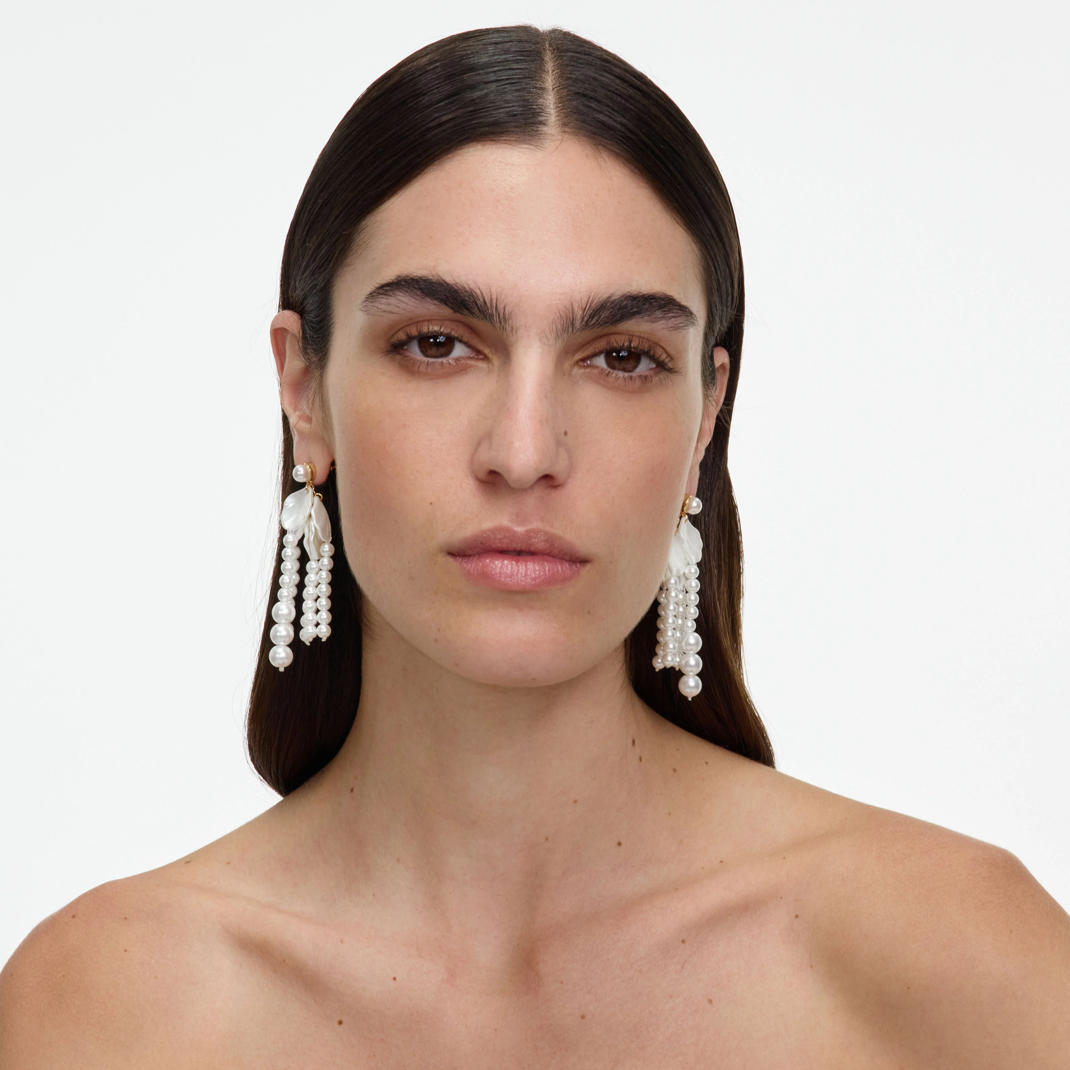 Pearl Petal Dangle Earrings - Image 4