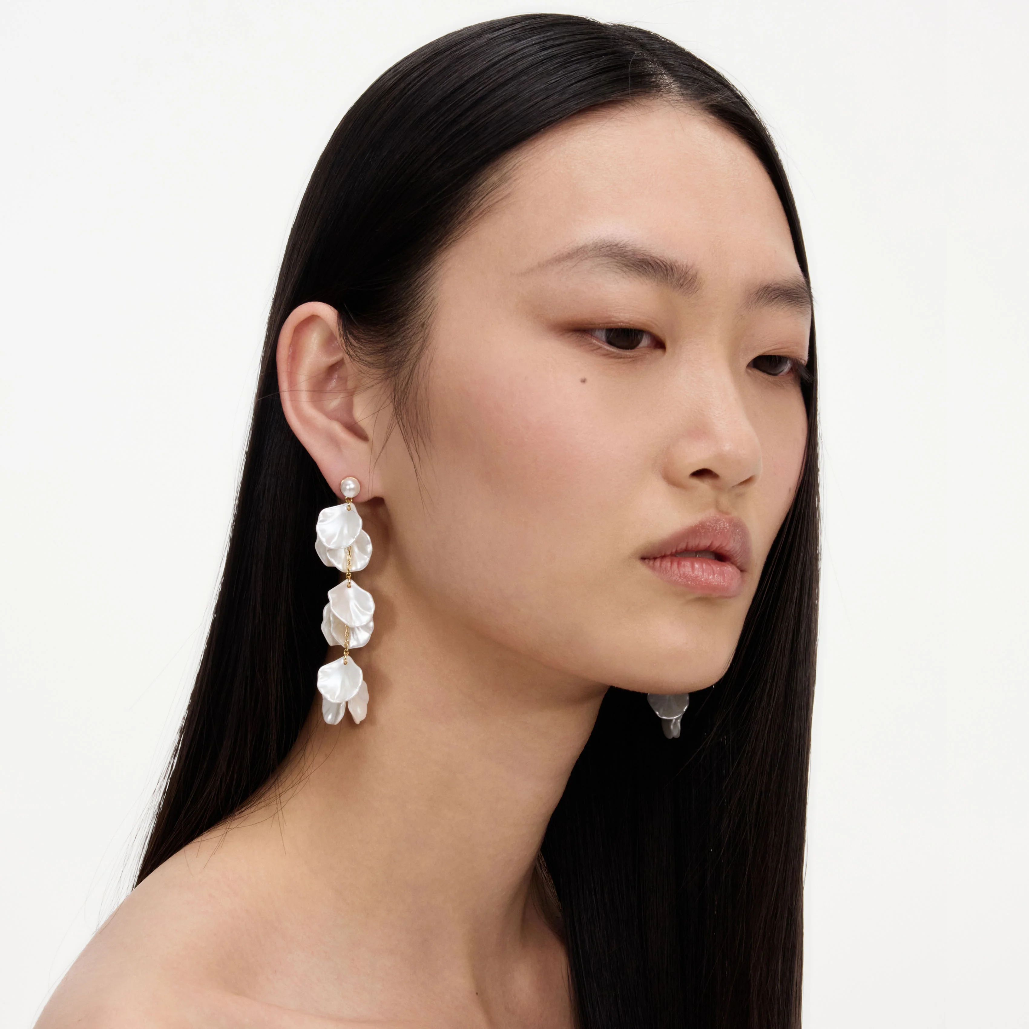 Pearl Petal Tiered Earrings - Image 2