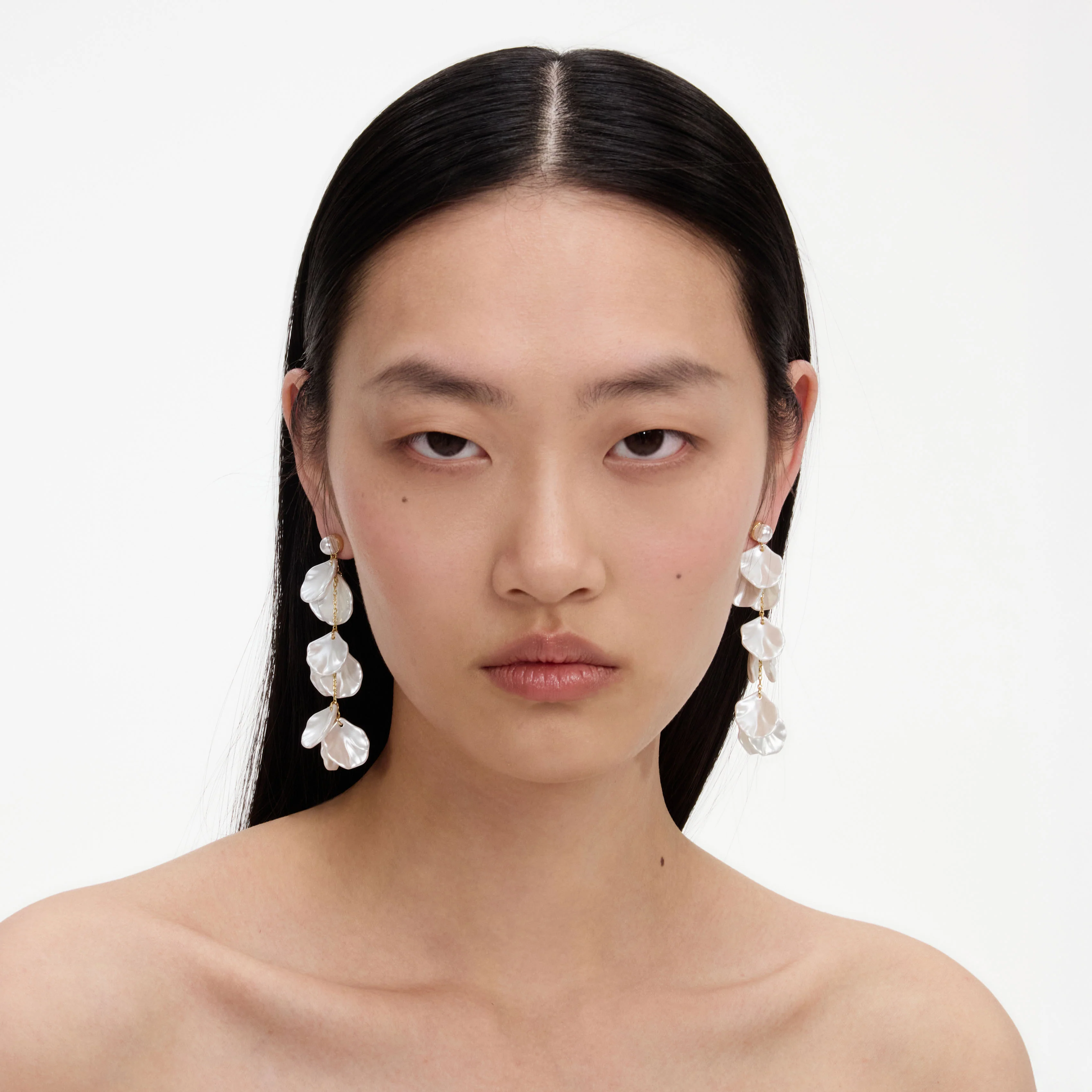 Pearl Petal Tiered Earrings - Image 4