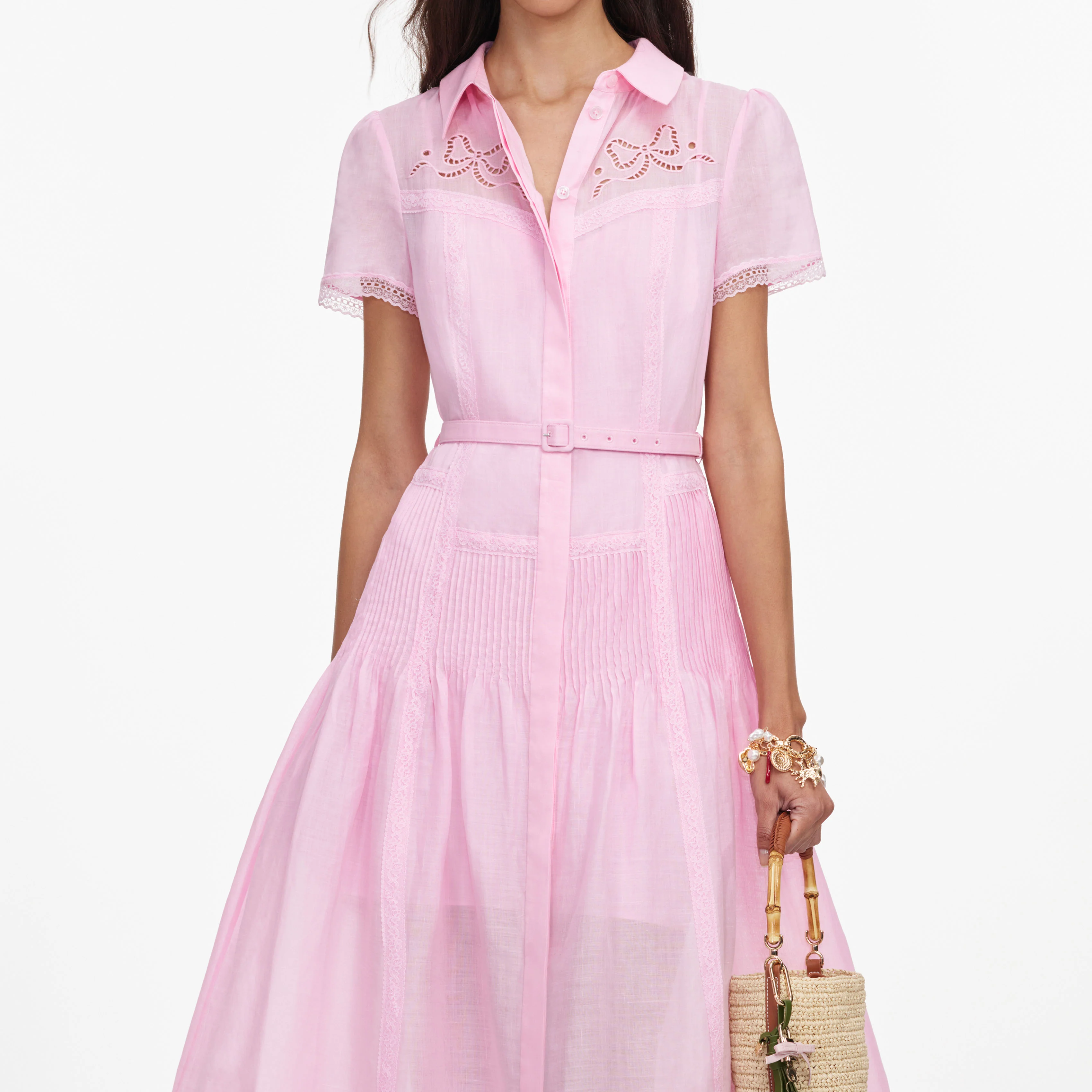 Pink Embroidered Midi Dress - Image 4