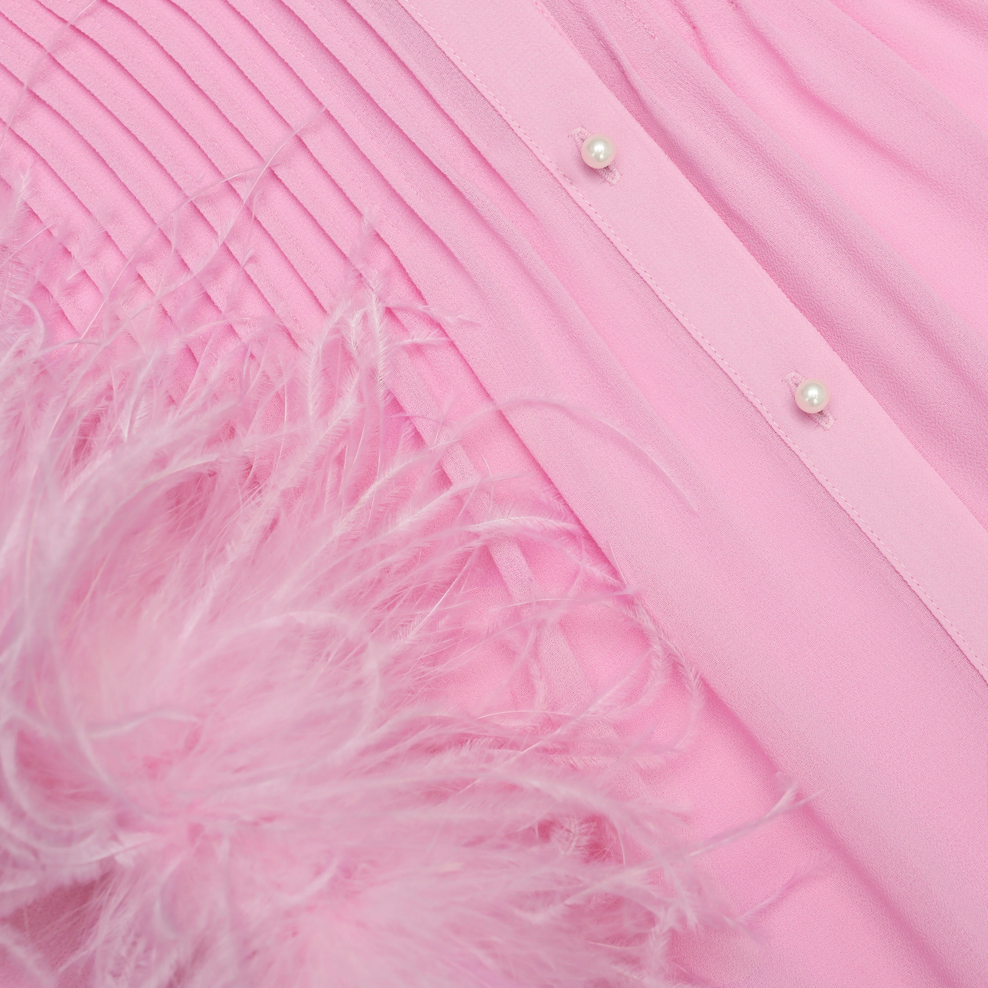 Pink Georgette Feather Cuff Maxi Dress - Image 5