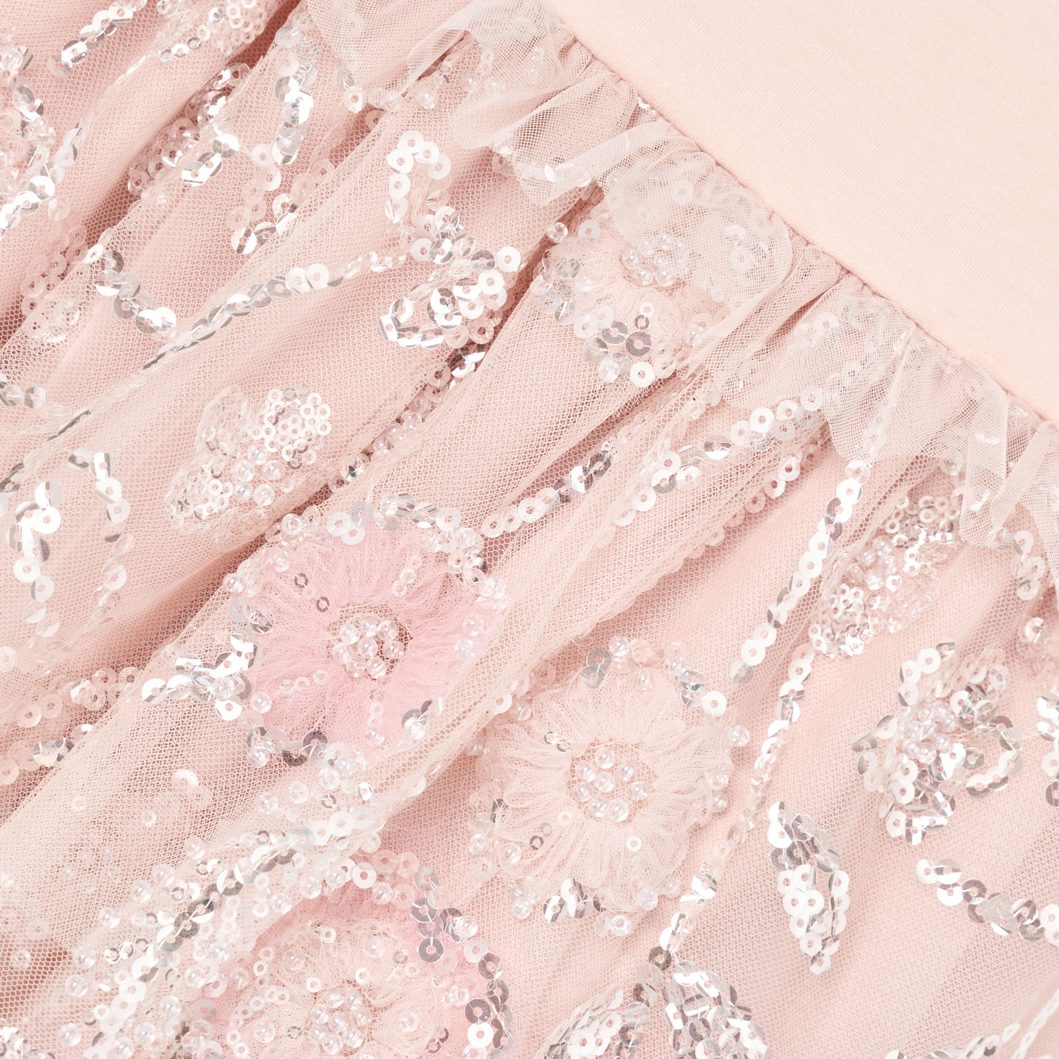 Pink Sequin Embellished Tiered Dress - Image 3