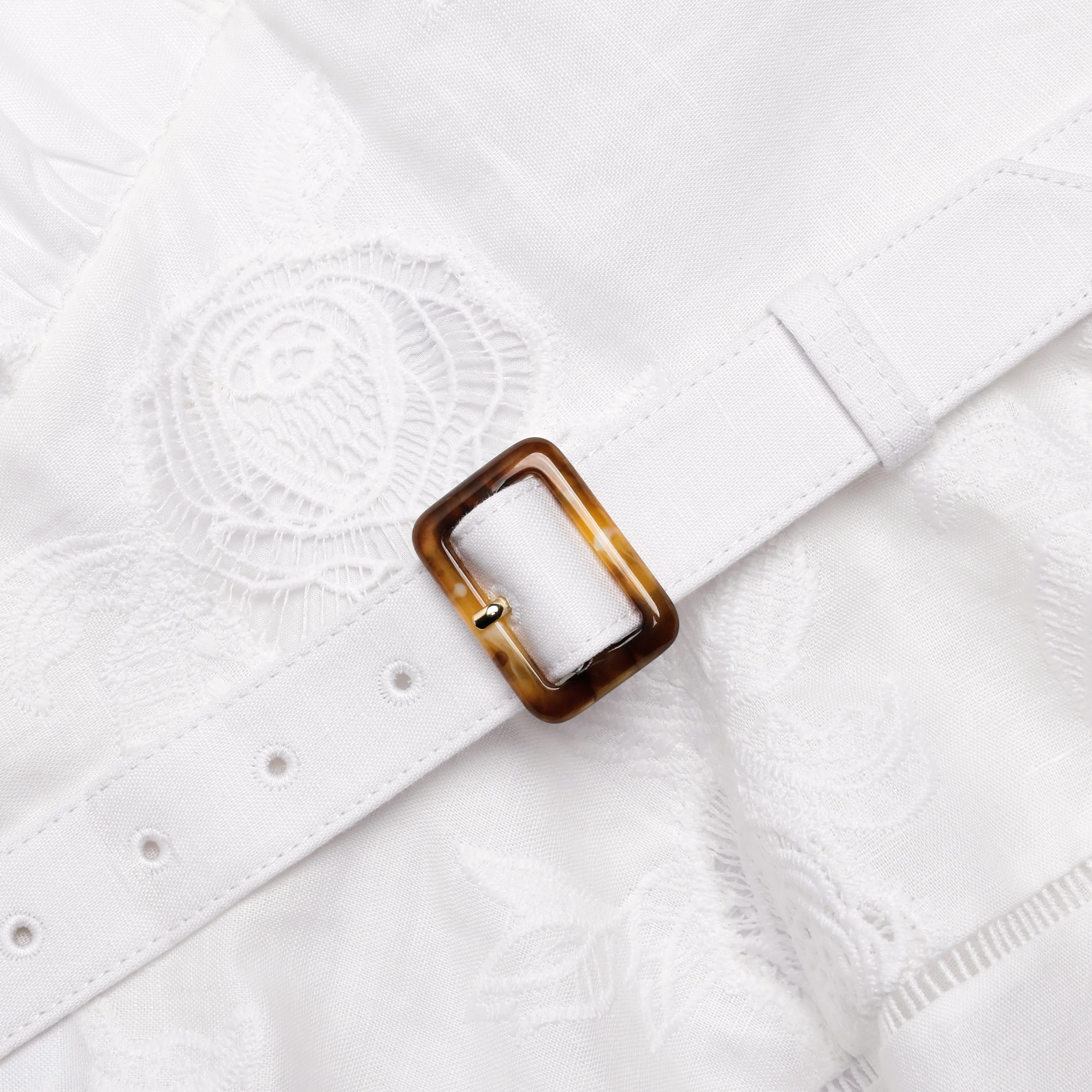 White Linen Blend Peplum Mini Dress - Image 6