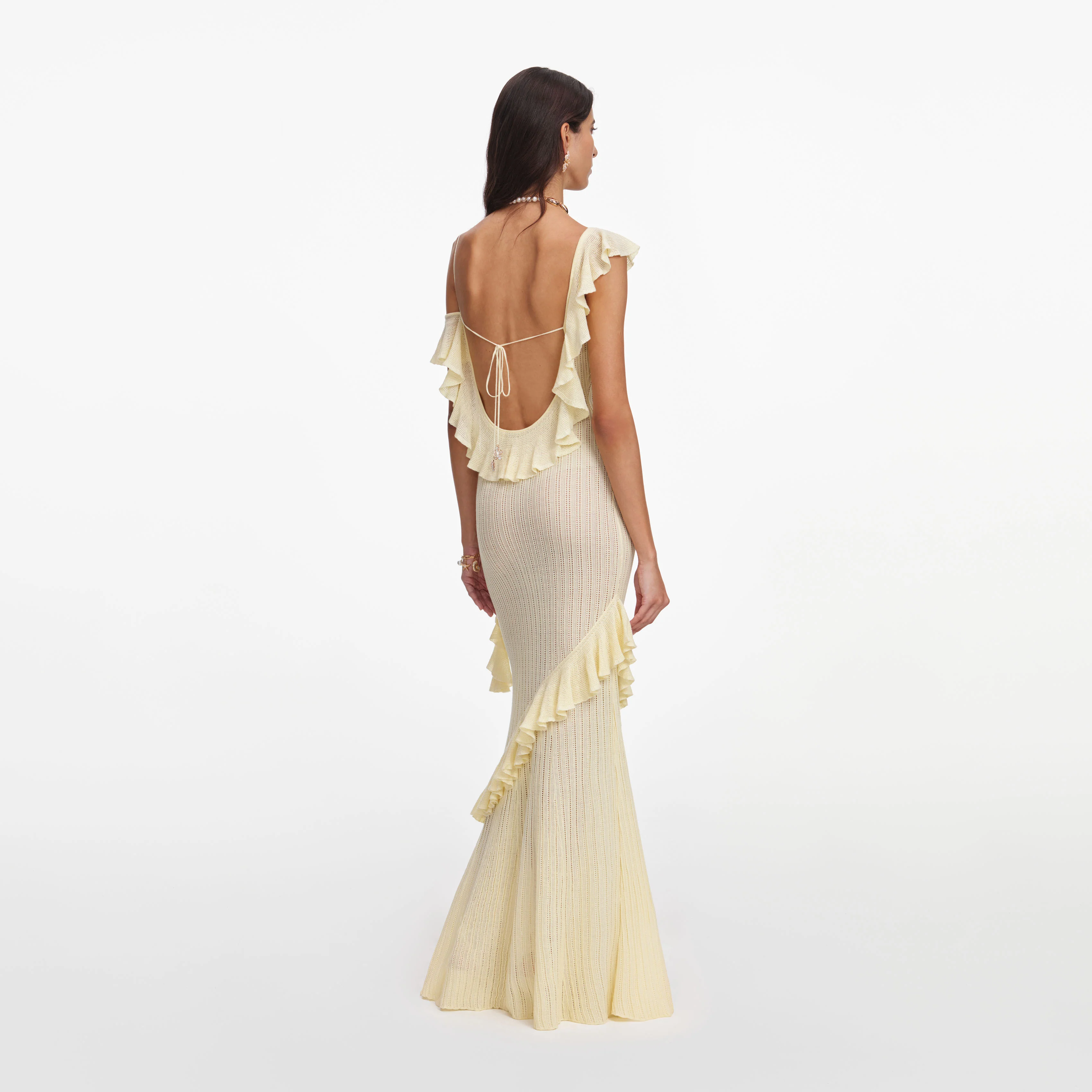 Yellow Ruffle Knit Maxi Dress - Image 3