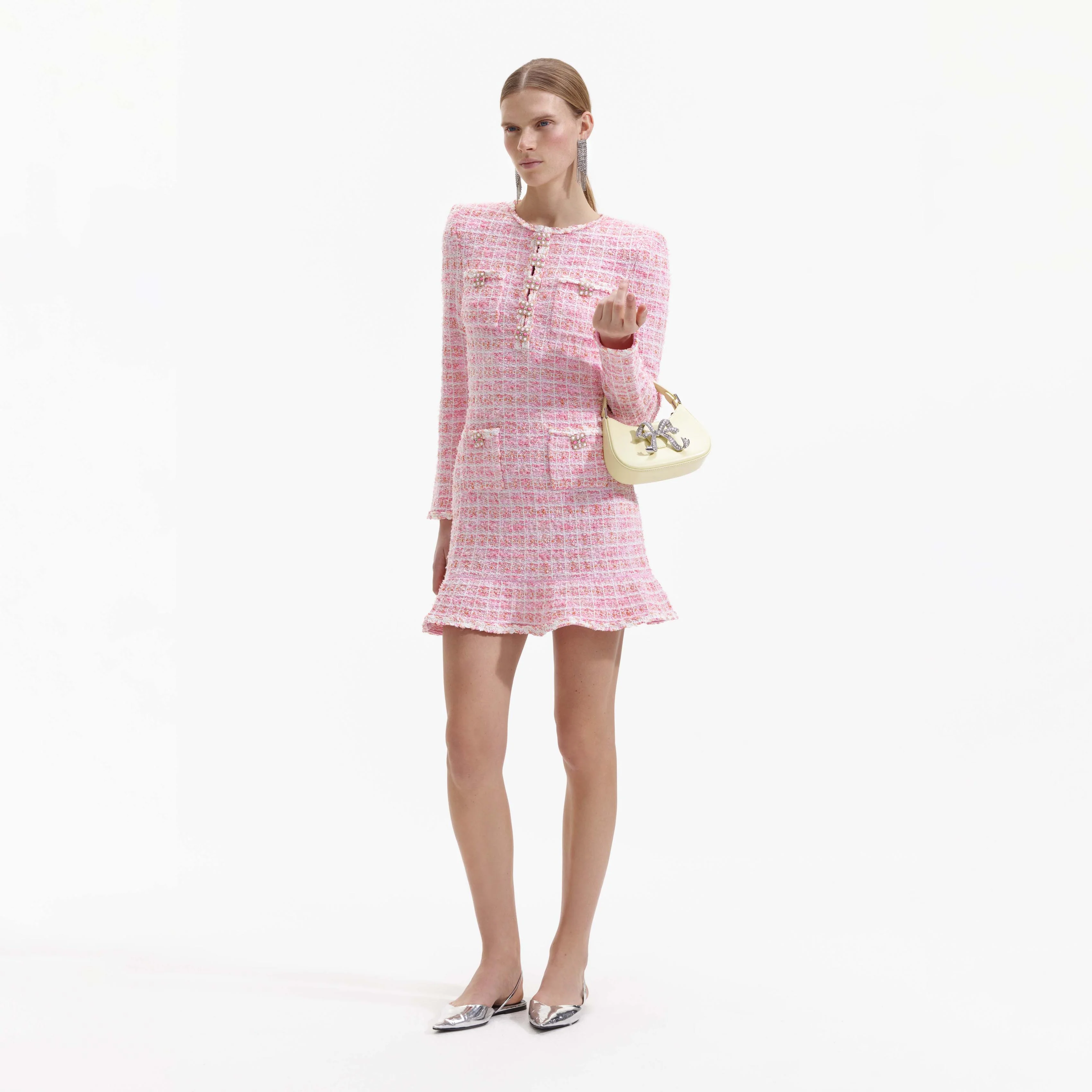 Pink Check Knit Mini Dress - Image 2