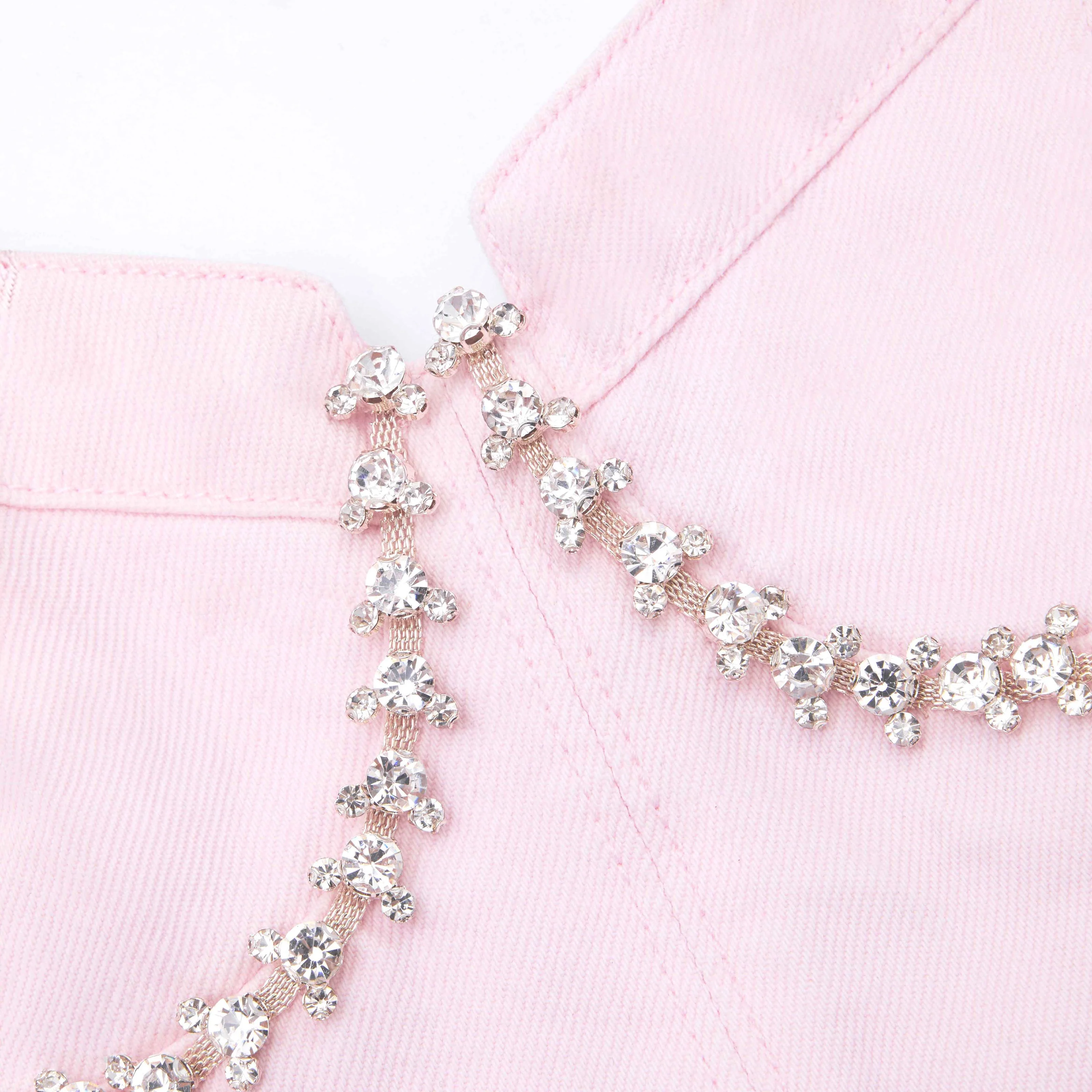 Pink Diamante Denim Mini Dress - Image 5