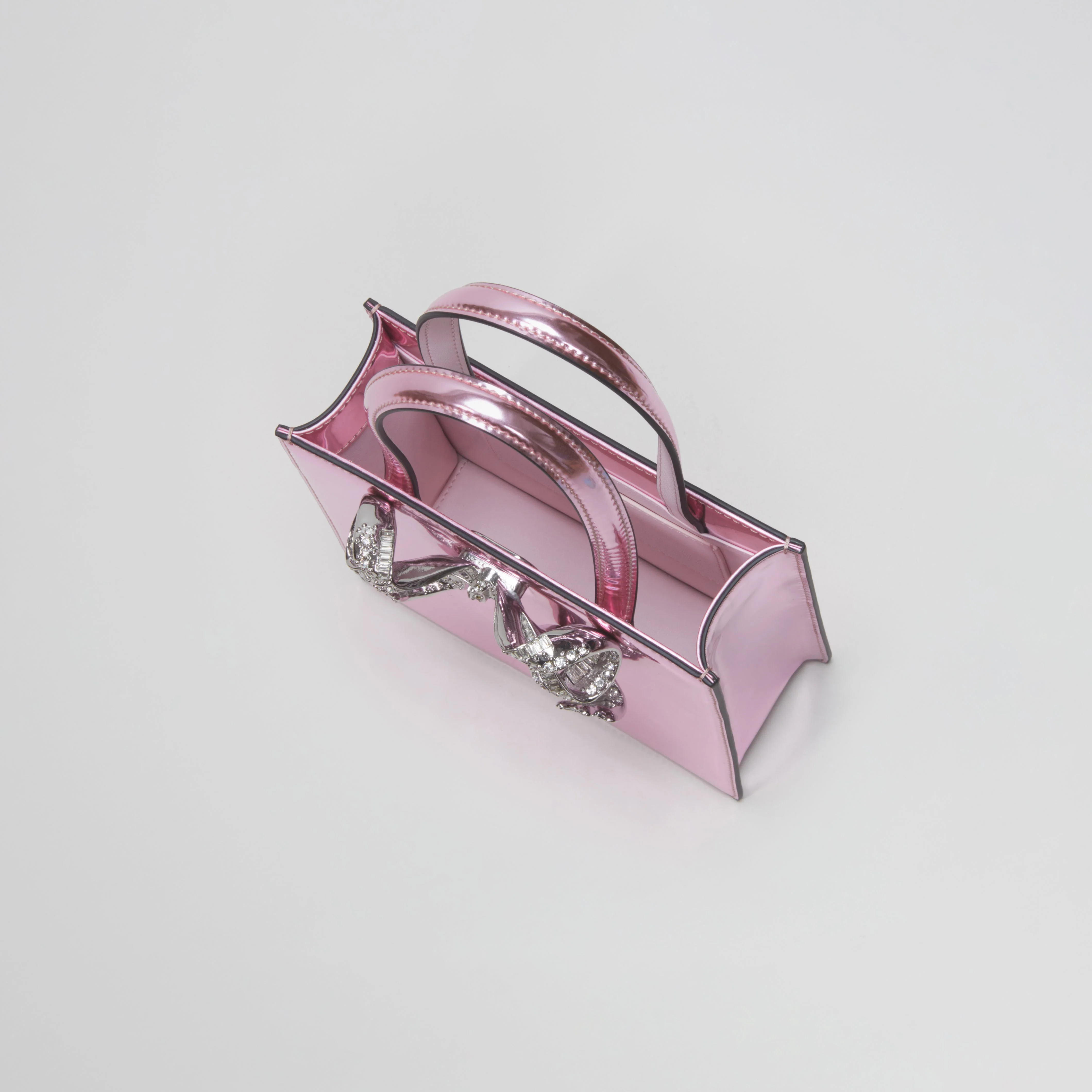 Pink Metallic Mini Tote Bow Bag - Image 4