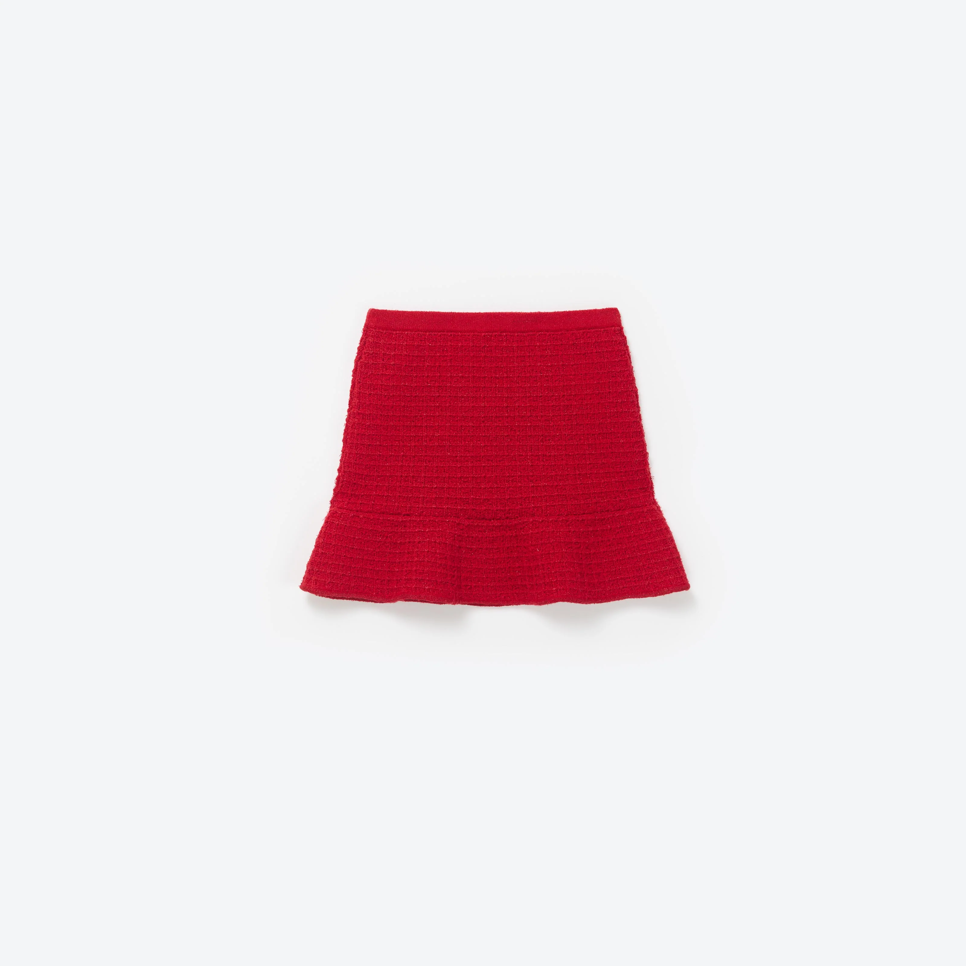 Red Textured Knit Skirt - Image 2