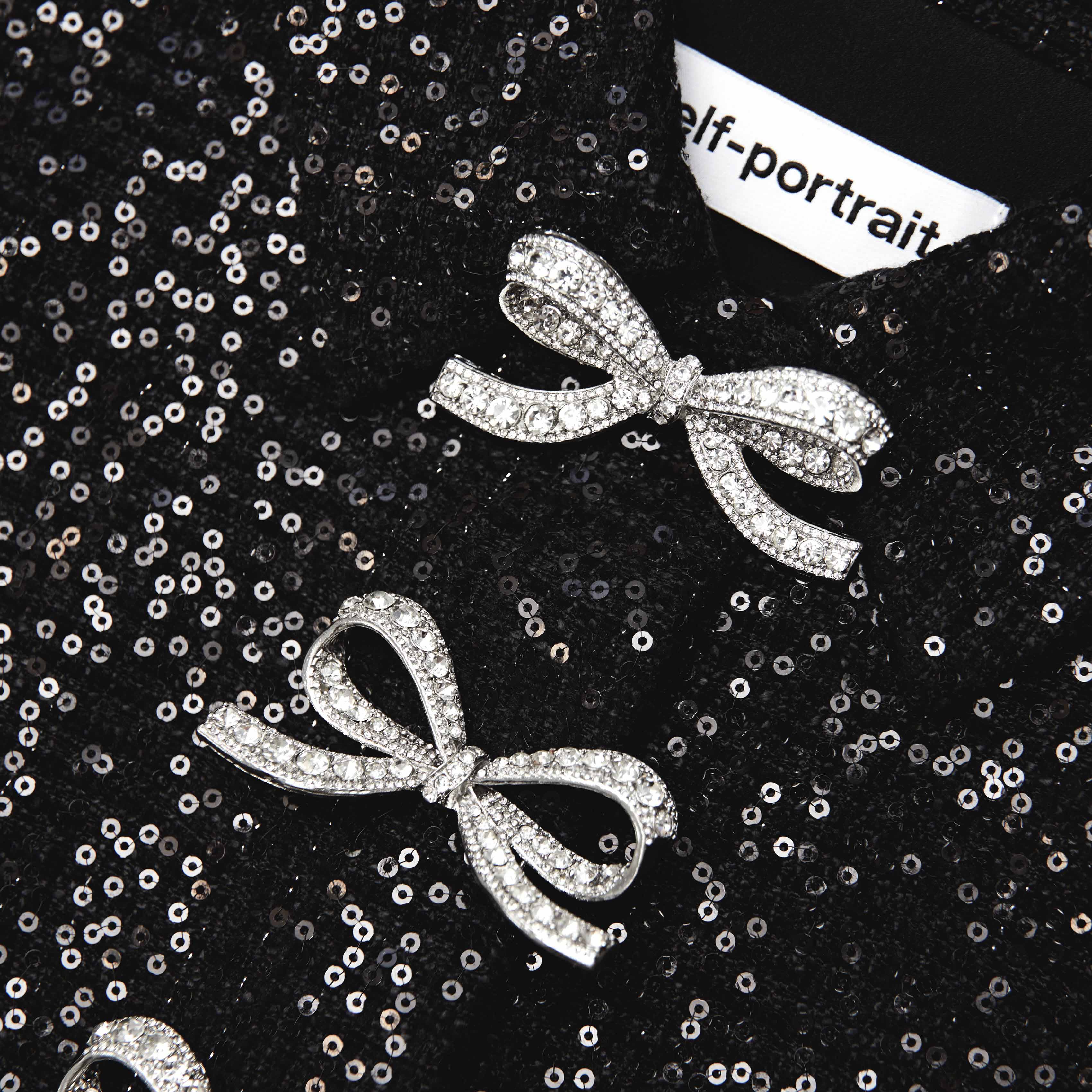 Black Boucle Bow Midi Dress - Image 6