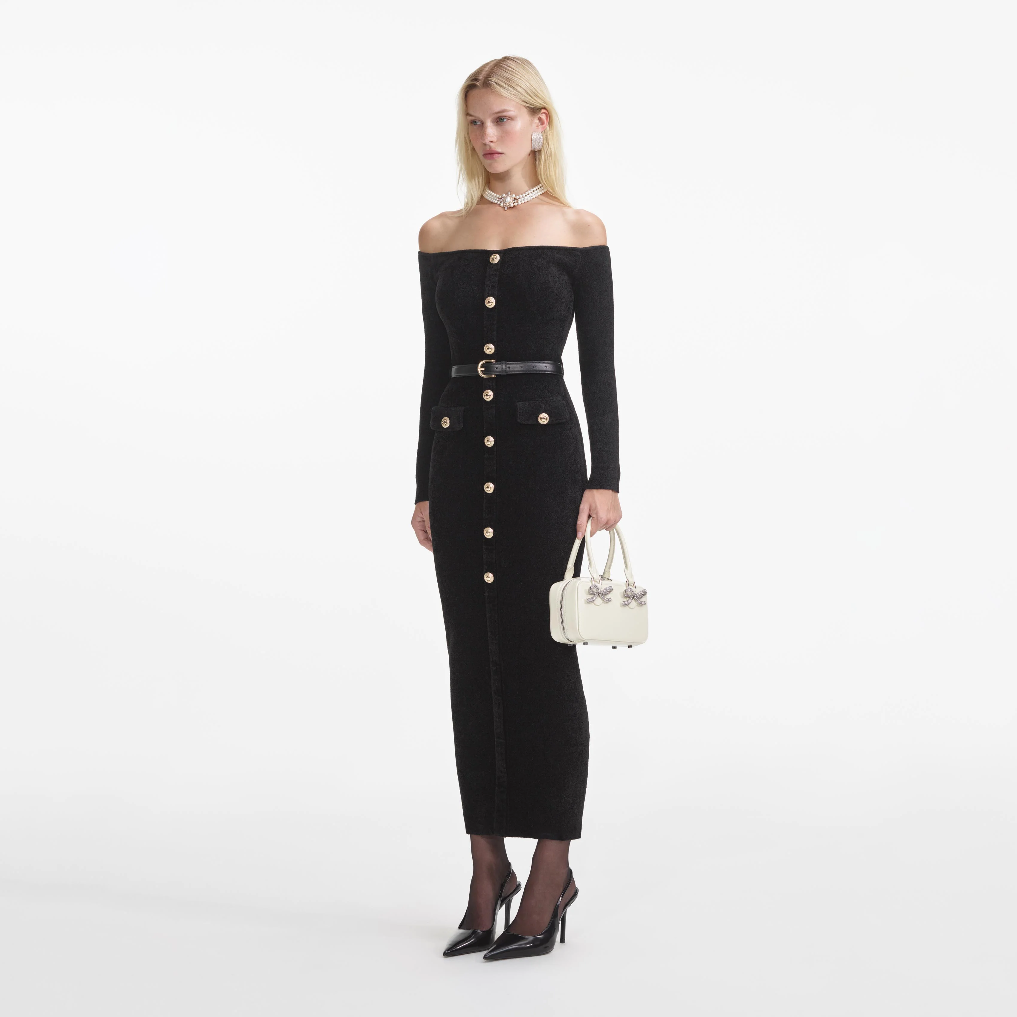 Black Chenille Knit Midi Dress - Image 2