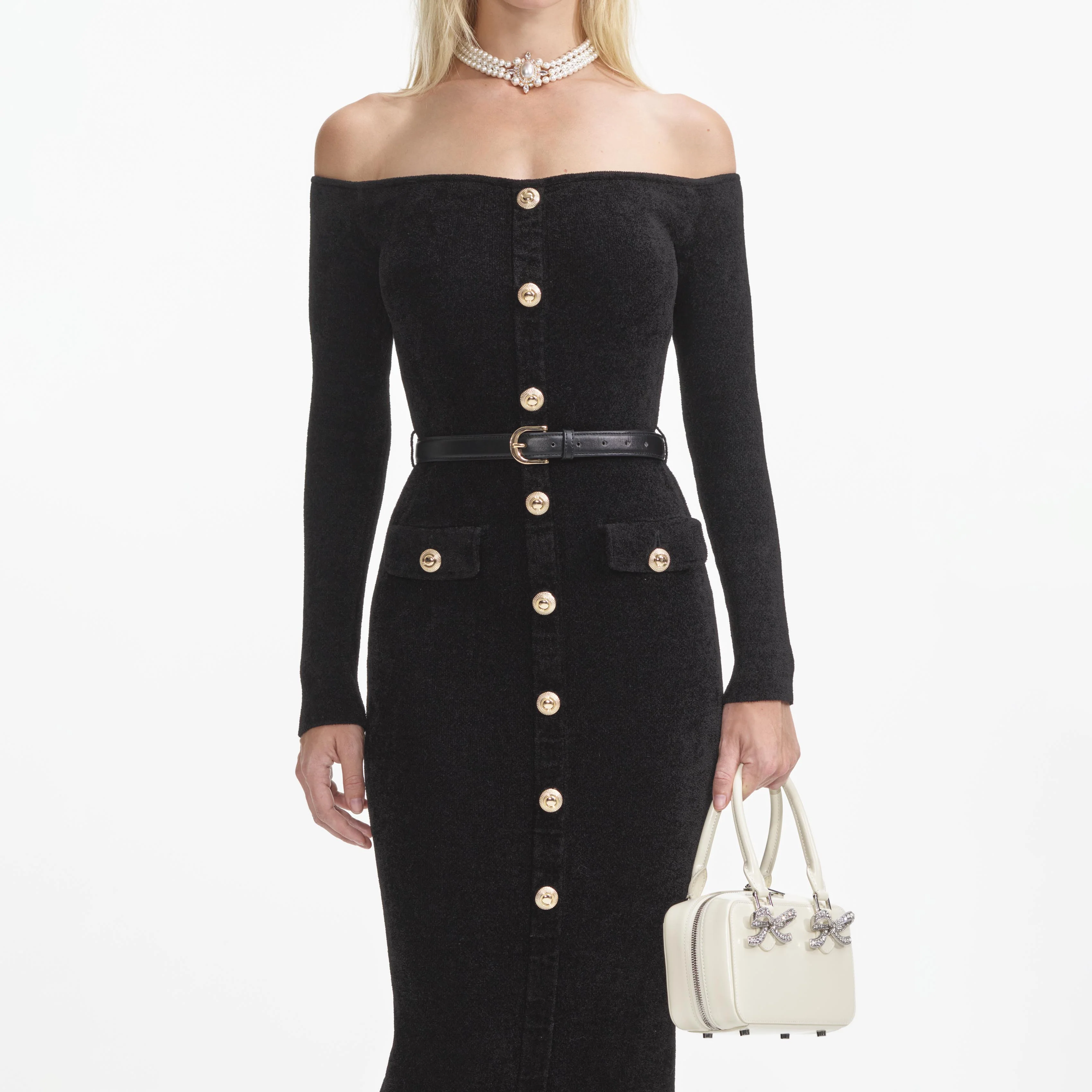 Black Chenille Knit Midi Dress - Image 4