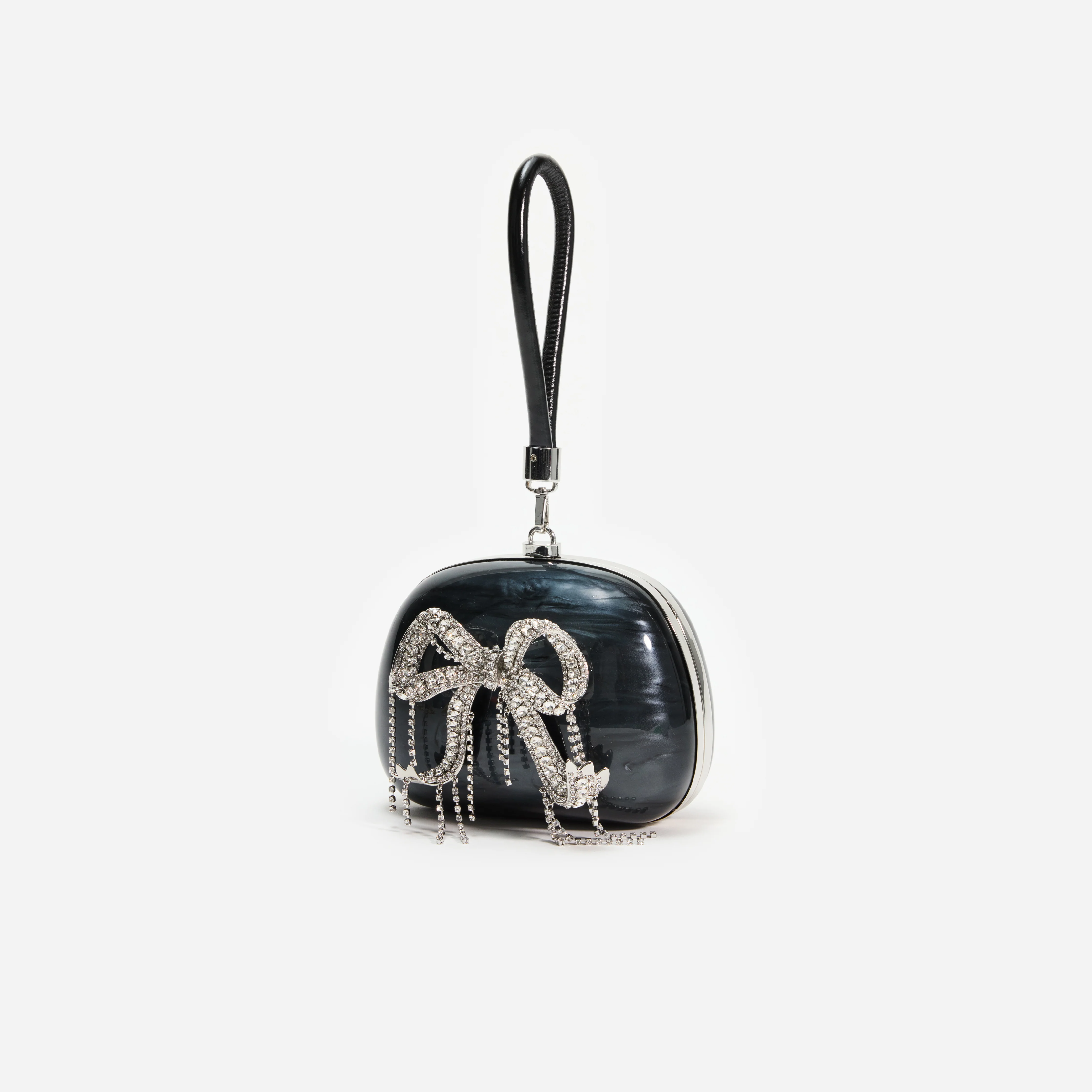 Black Pearl Top Handle Clutch Bag - Image 2