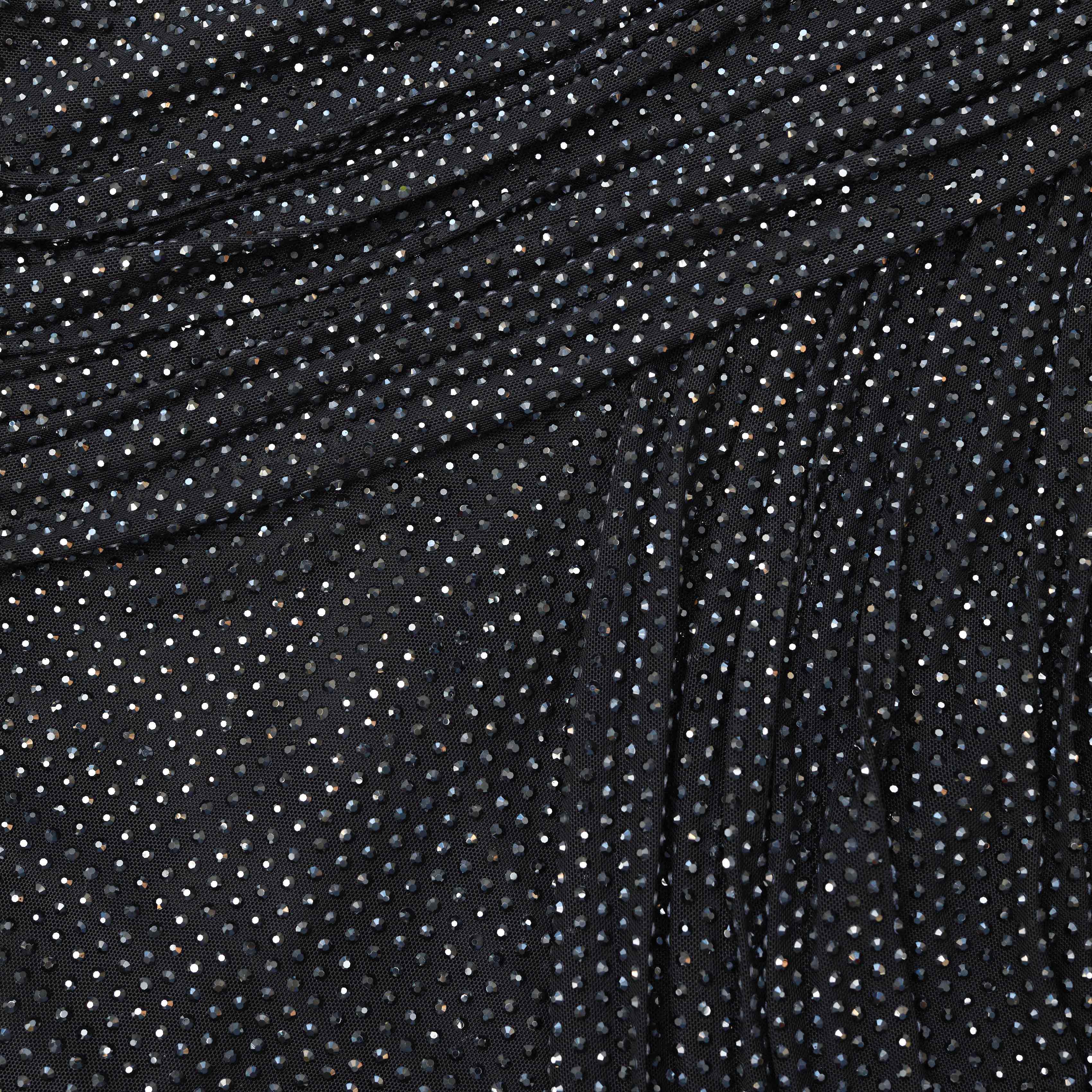 Black Rhinestone Mesh Midi Dress - Image 5