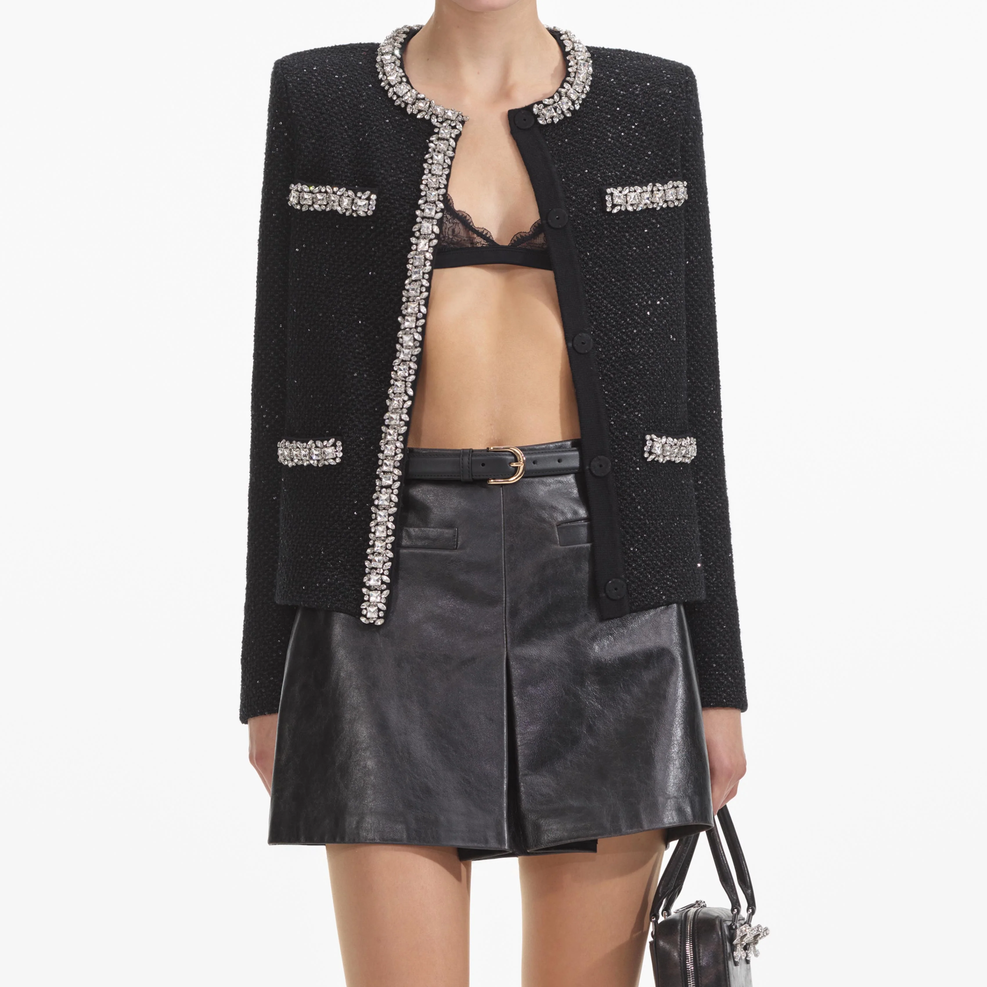 Black Sequin Knit Cardigan - Image 4