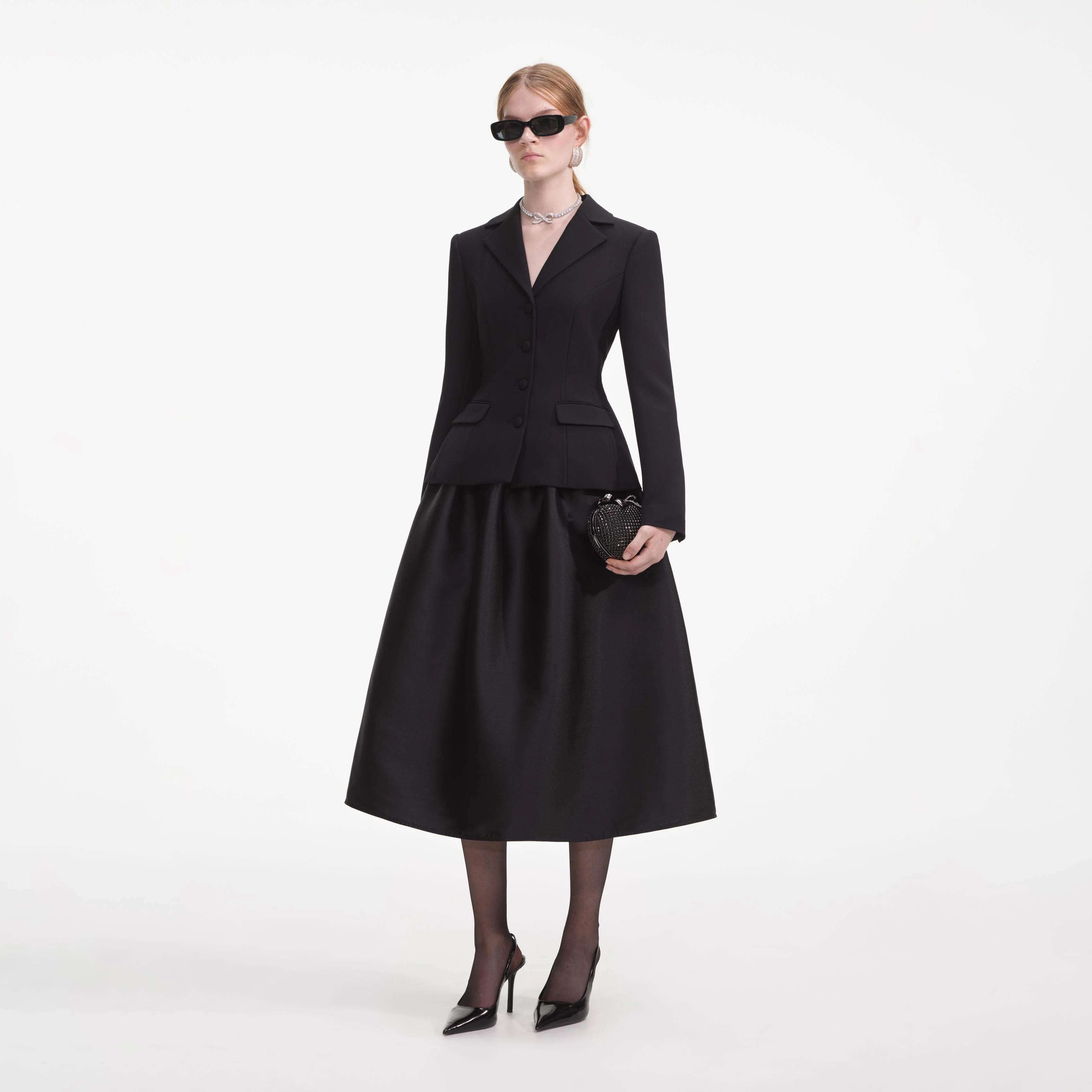 Black Tailored Midi Dress - Image 2
