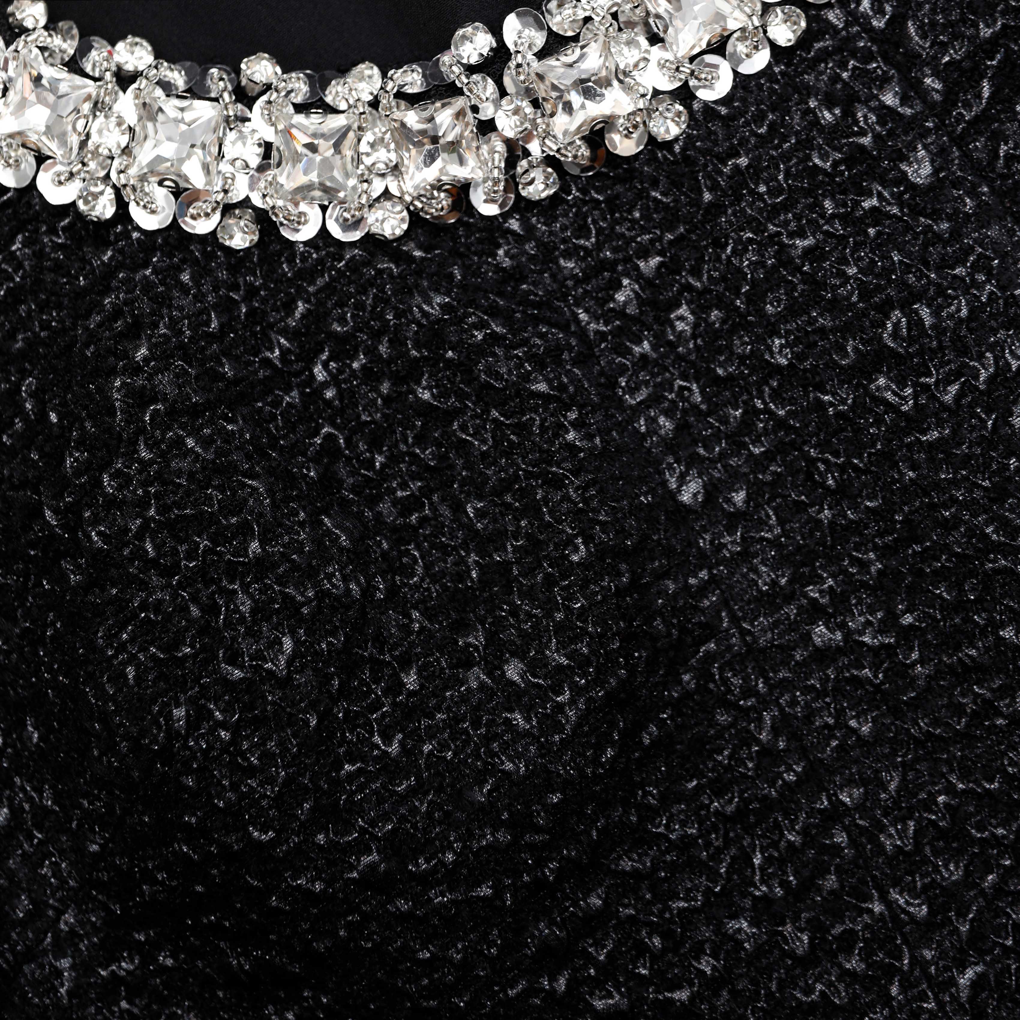 Black Textured Metallic Mini Dress - Image 5