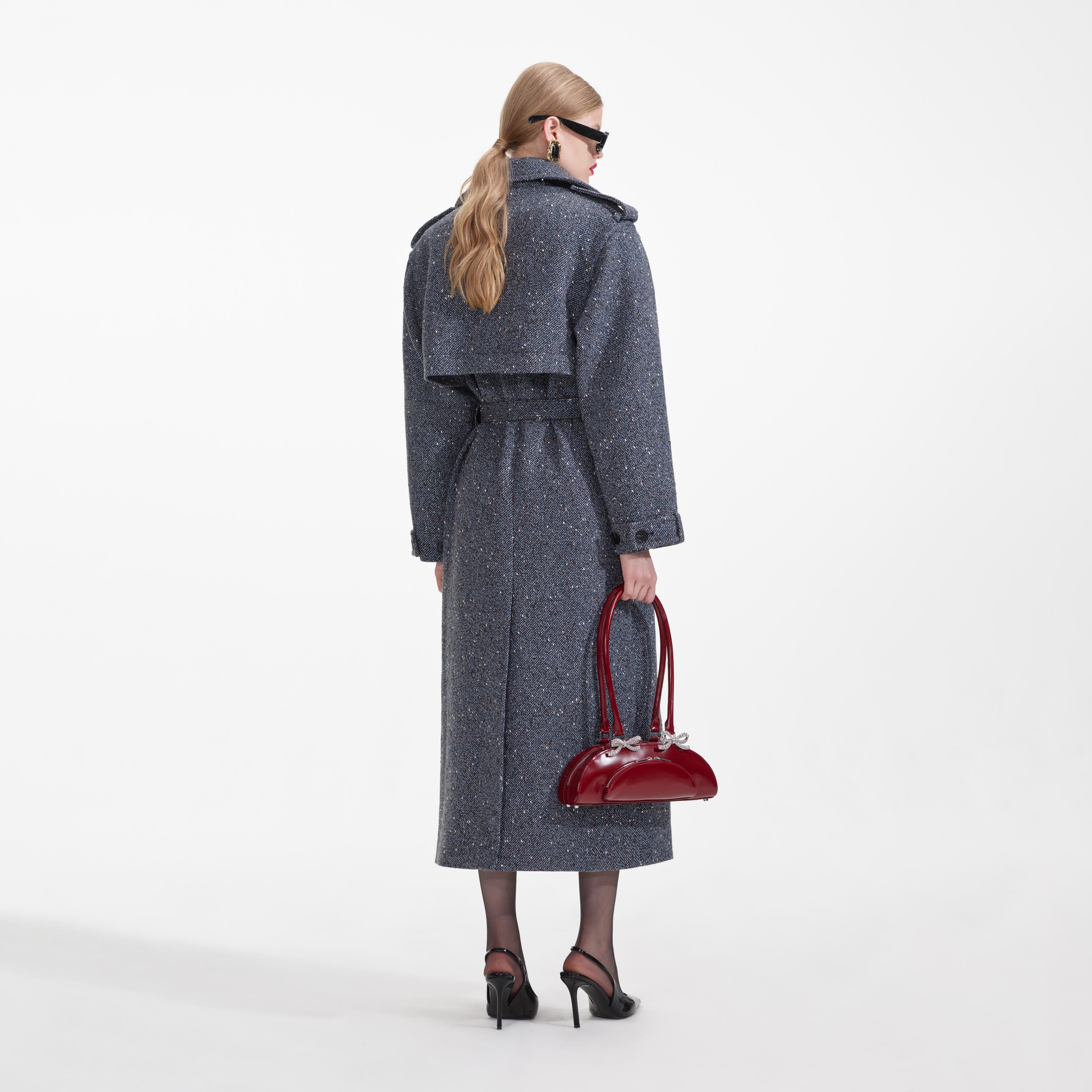Blue Boucle Trench Coat - Image 3