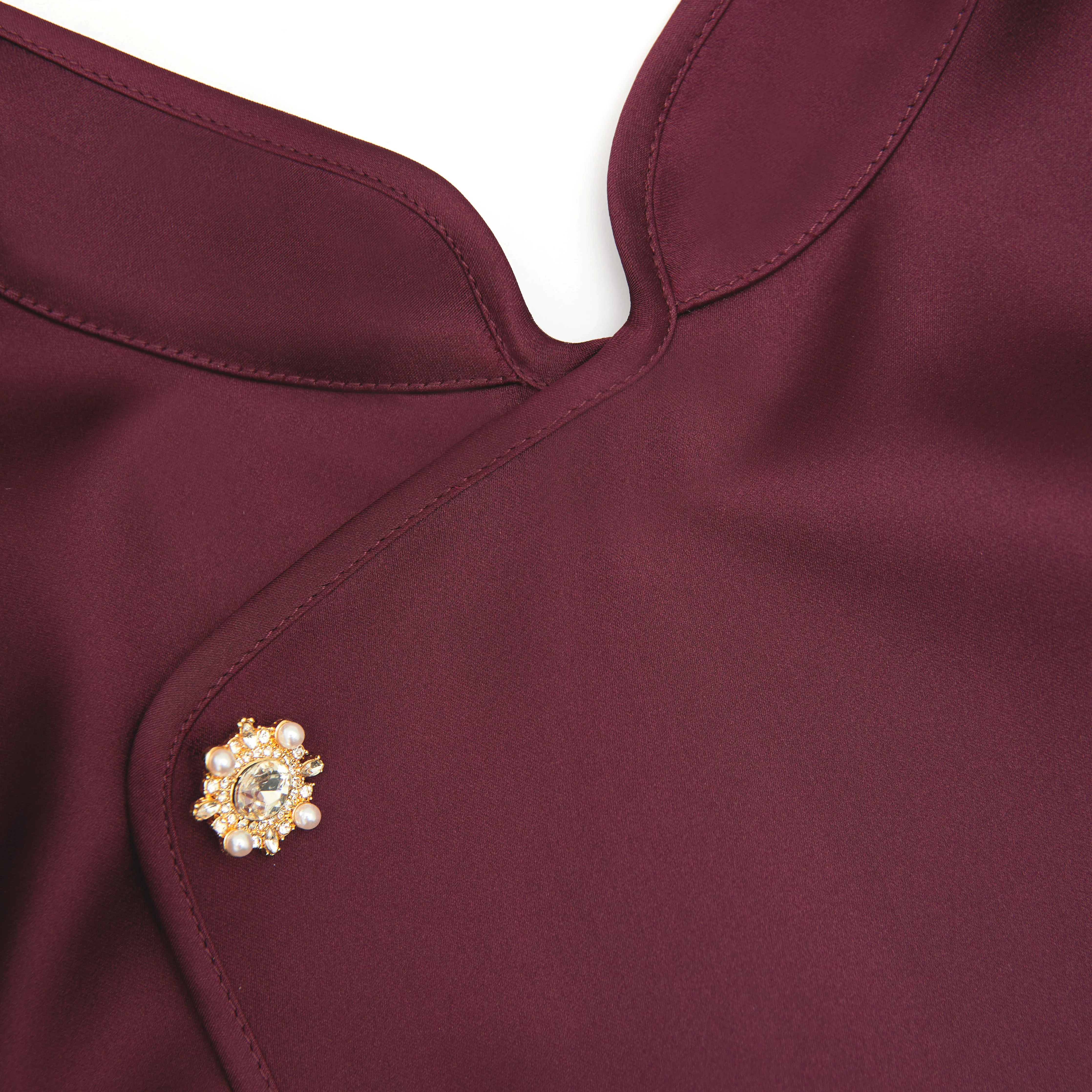Bordeaux Satin Mini Dress - Image 5