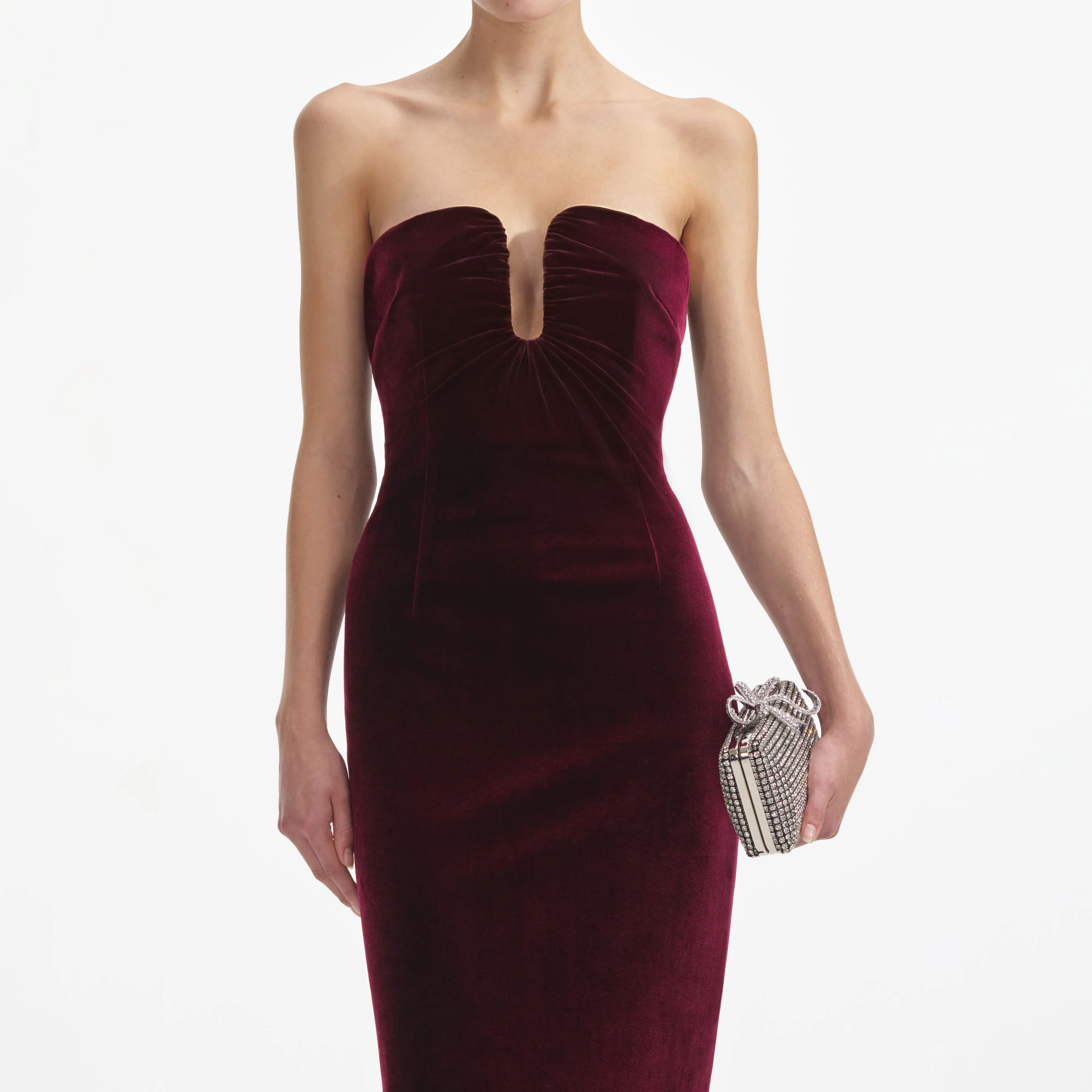 Burgundy Velvet Midi Dress - Image 4