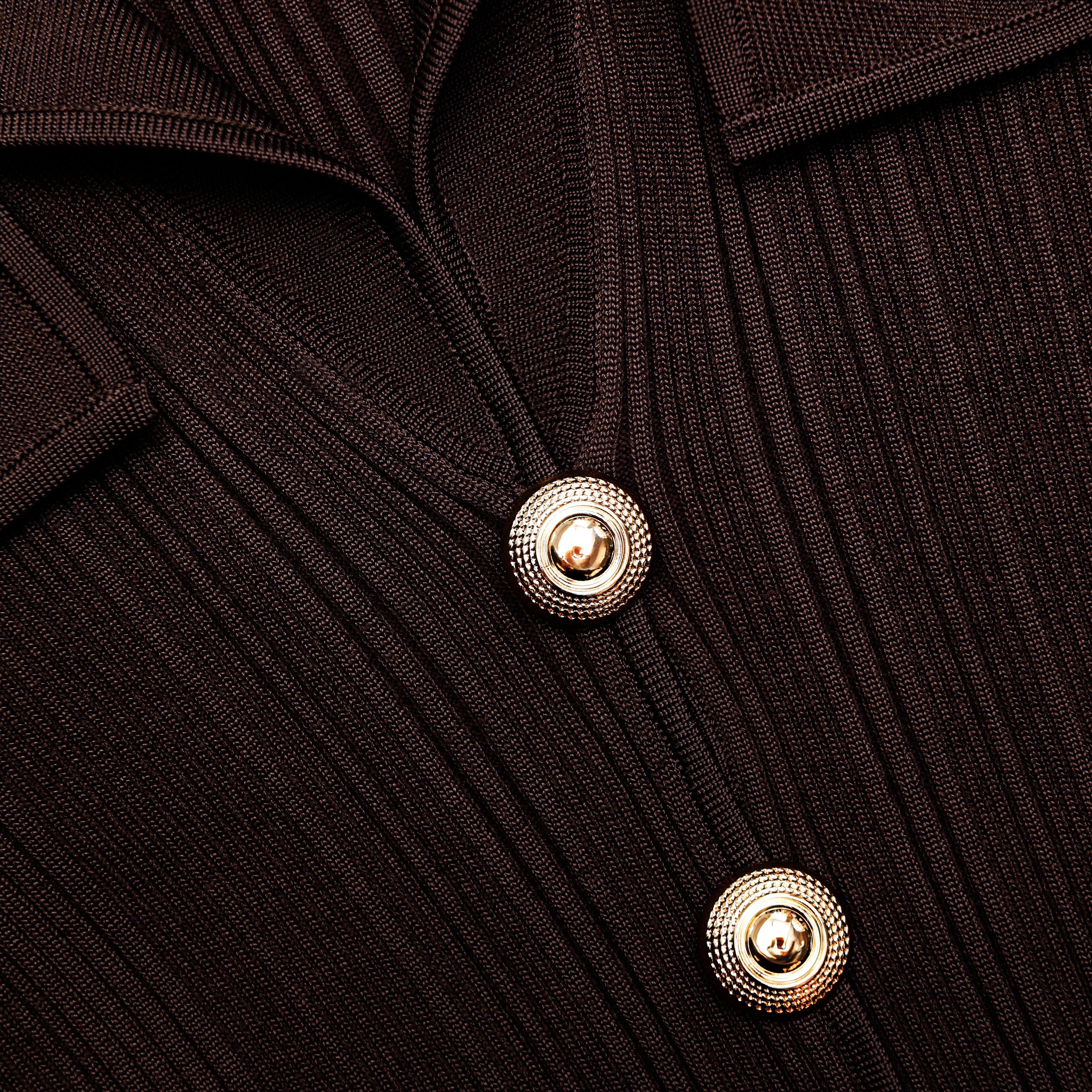 Brown Viscose Rib Knit Midi Dress - Image 5