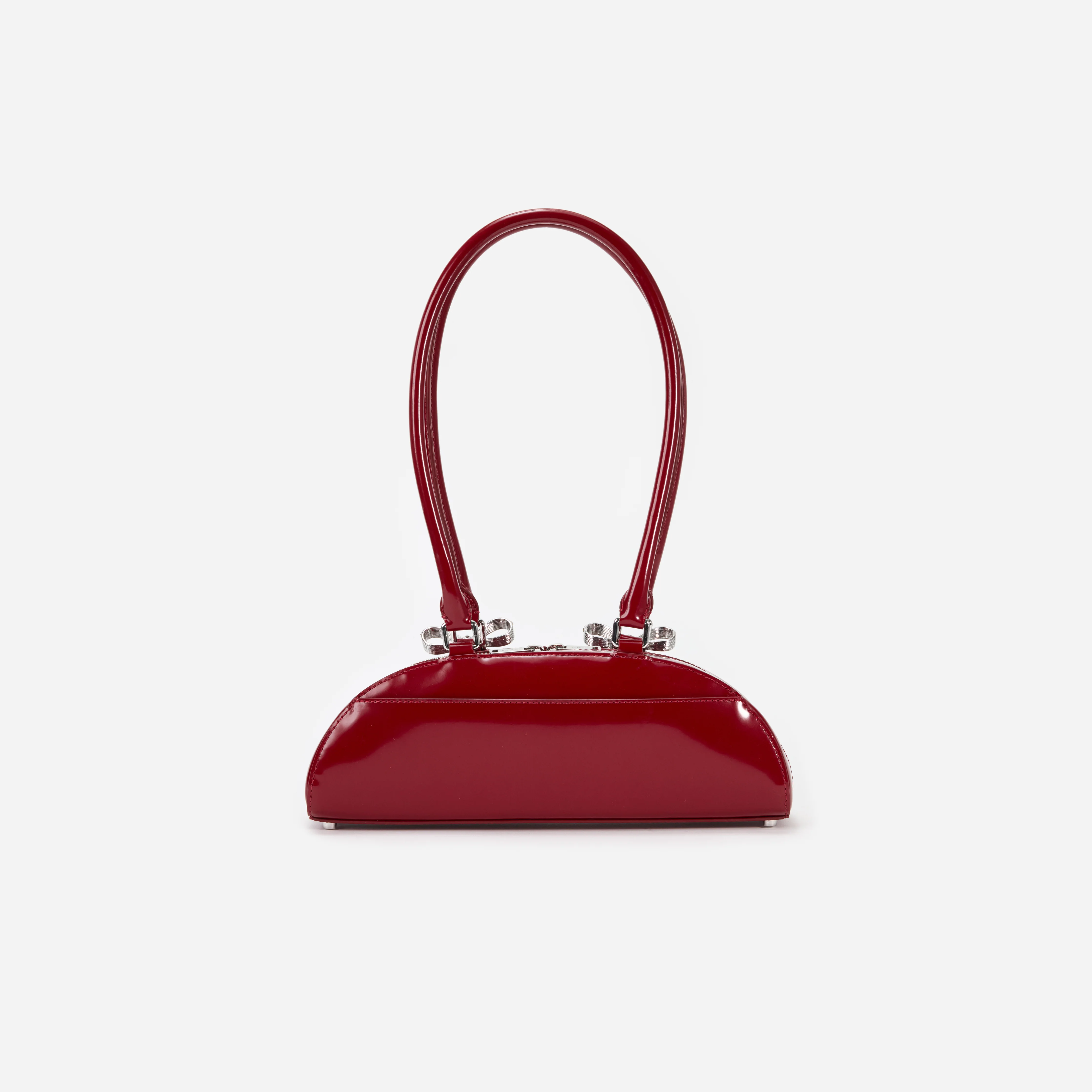 Burgundy Leather Curved Shoulder Bag - Image 3
