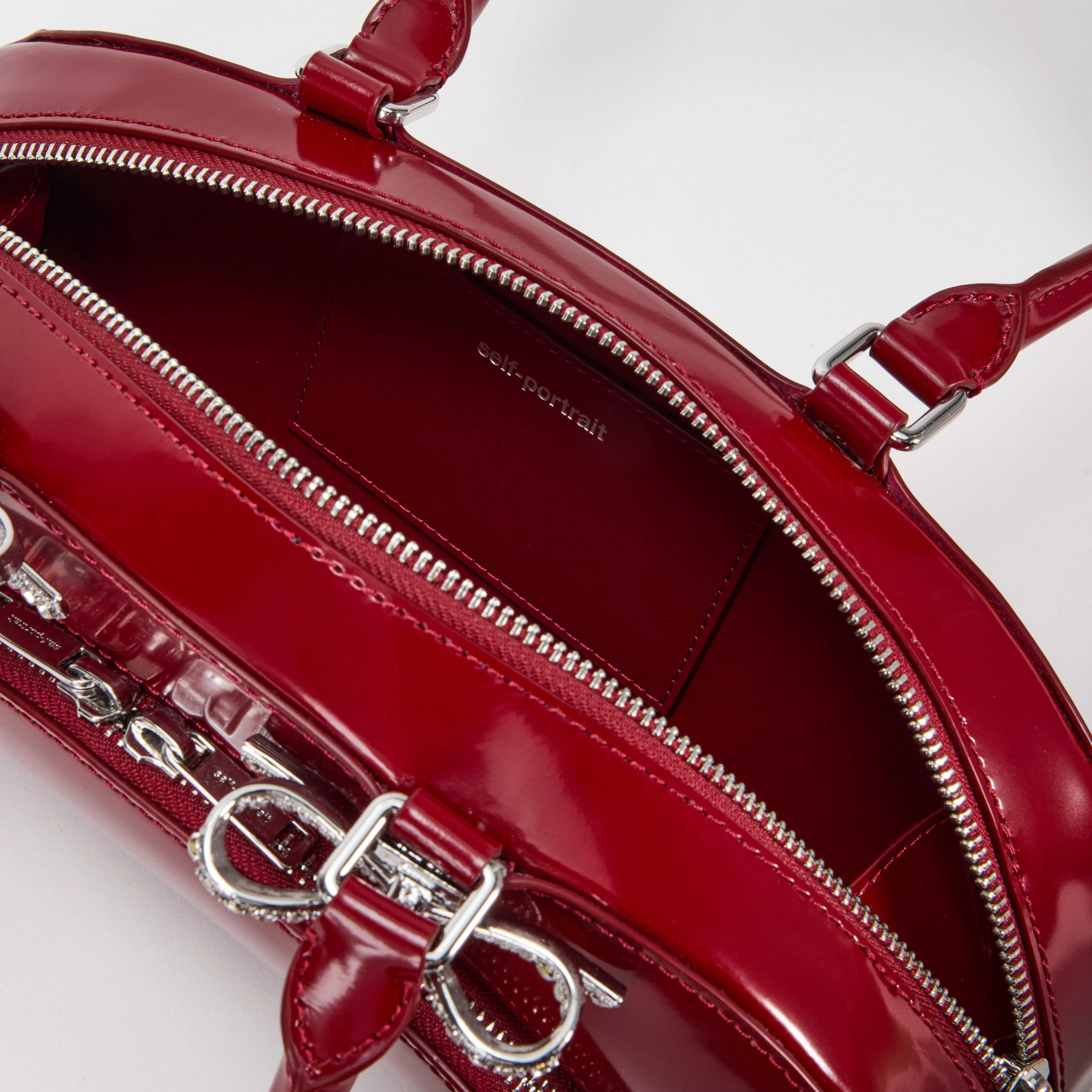 Burgundy Leather Curved Shoulder Bag - Image 4