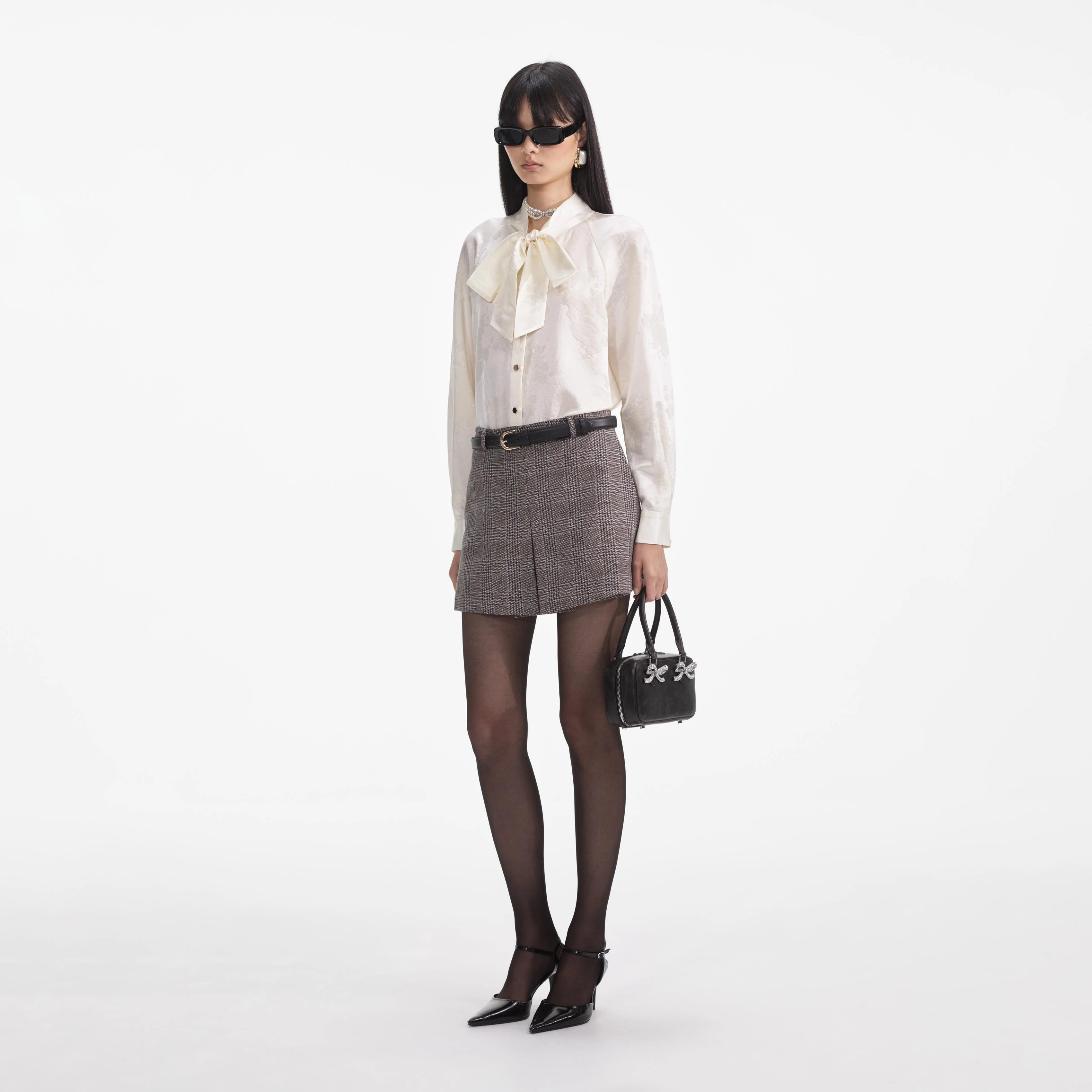 Cream Jacquard Blouse - Image 2