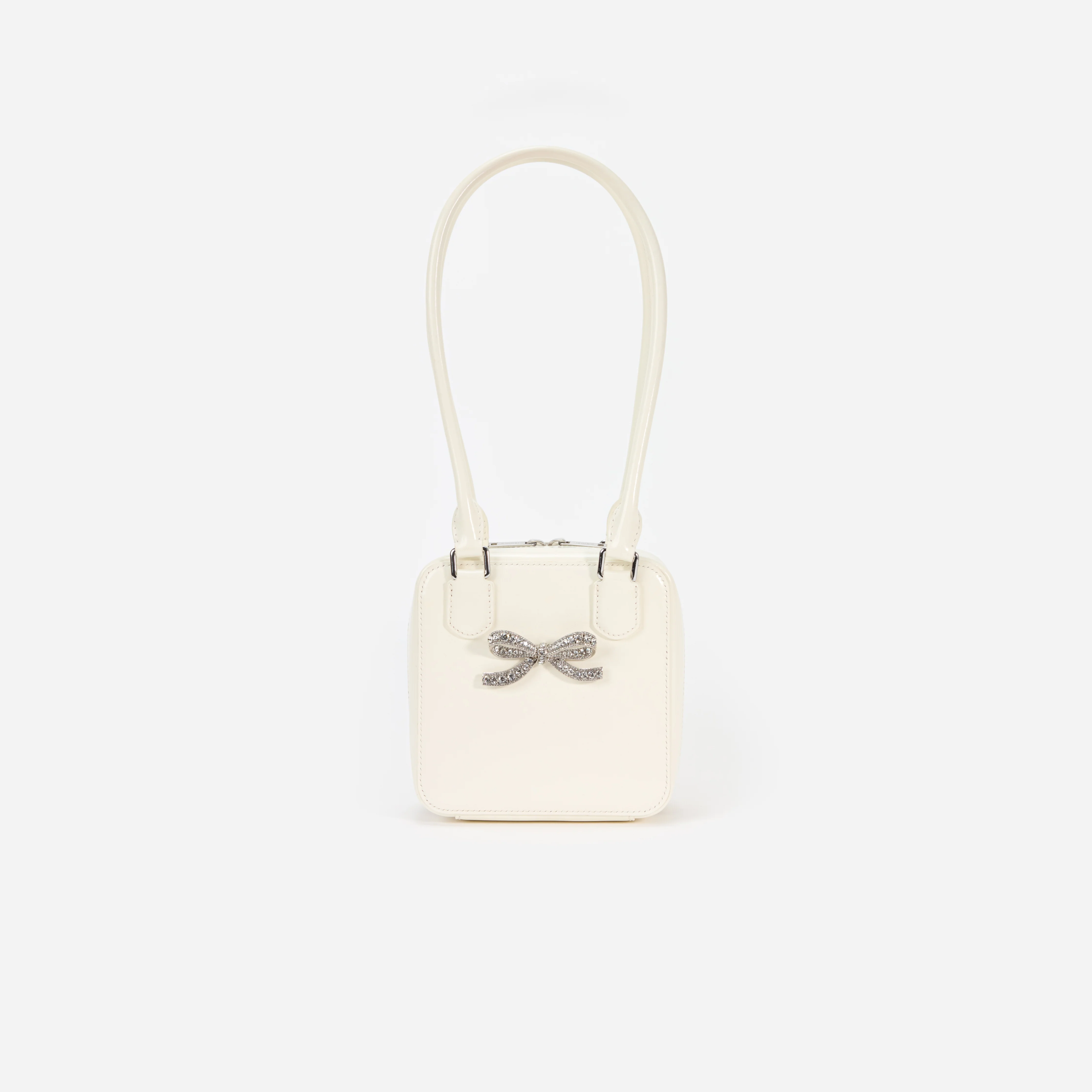 Cream Leather Square Shoulder Bag