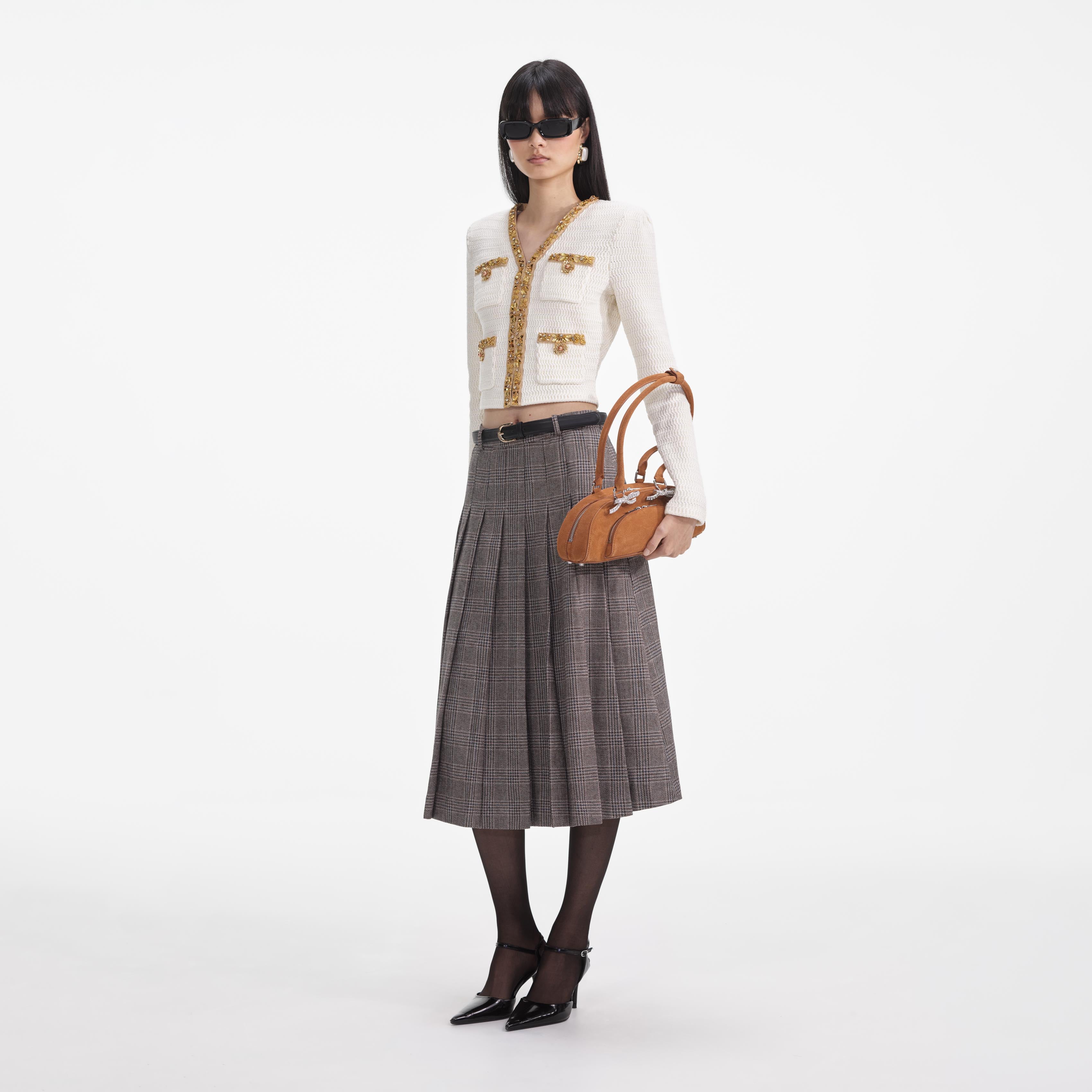 Cream Lurex Knit Cardigan - Image 2