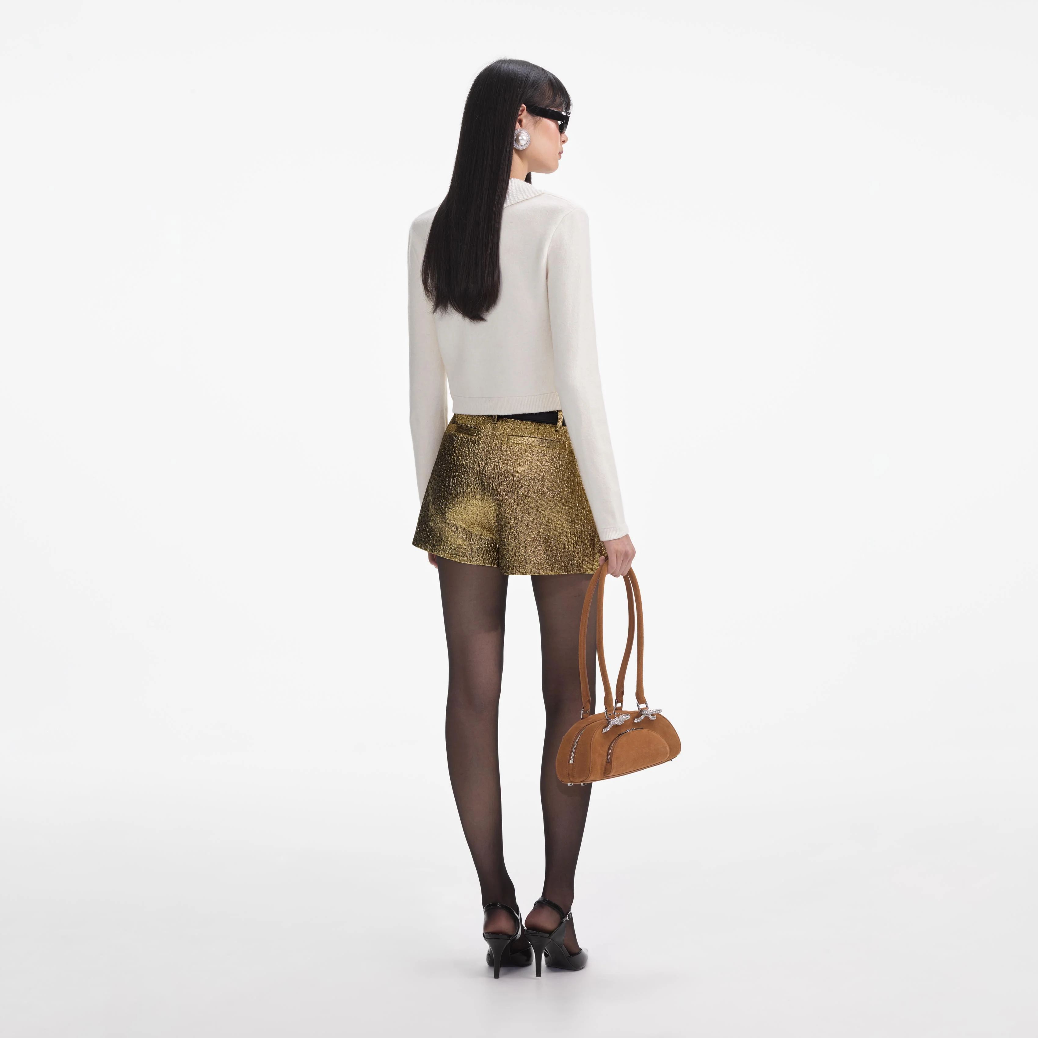 Cream Pearl Collar Alpaca Knit Top - Image 3